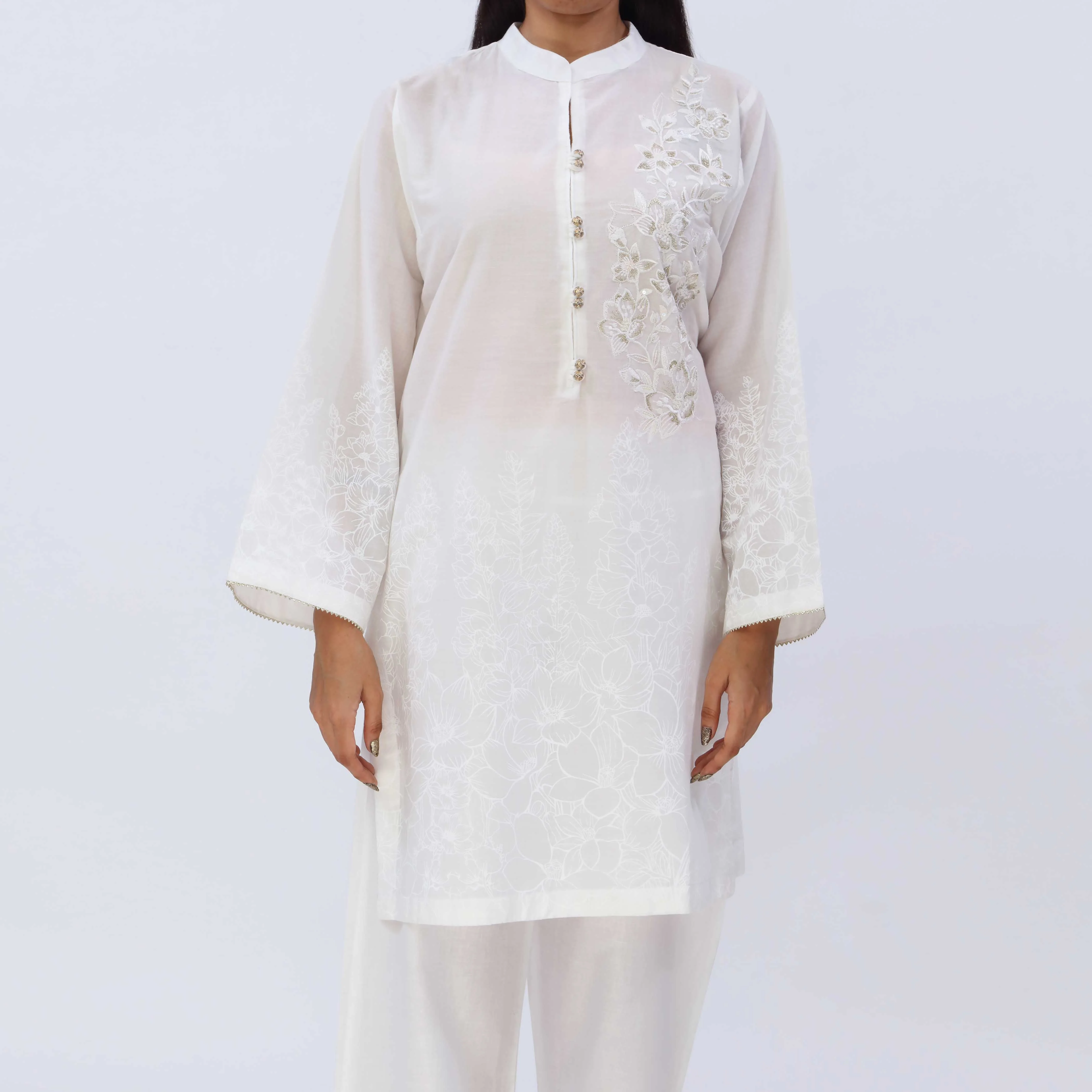 1PC- Printed Lawn Shirt With Embroidery PS5375