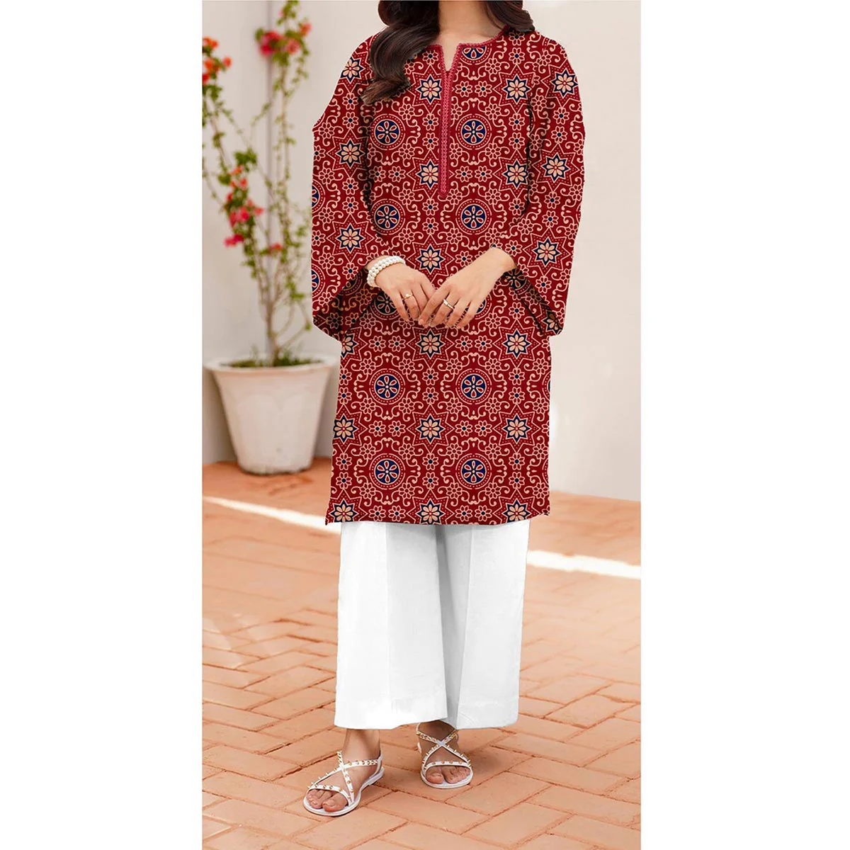 1PC- Unstitched Digital Printed Cambric Shirt US5345