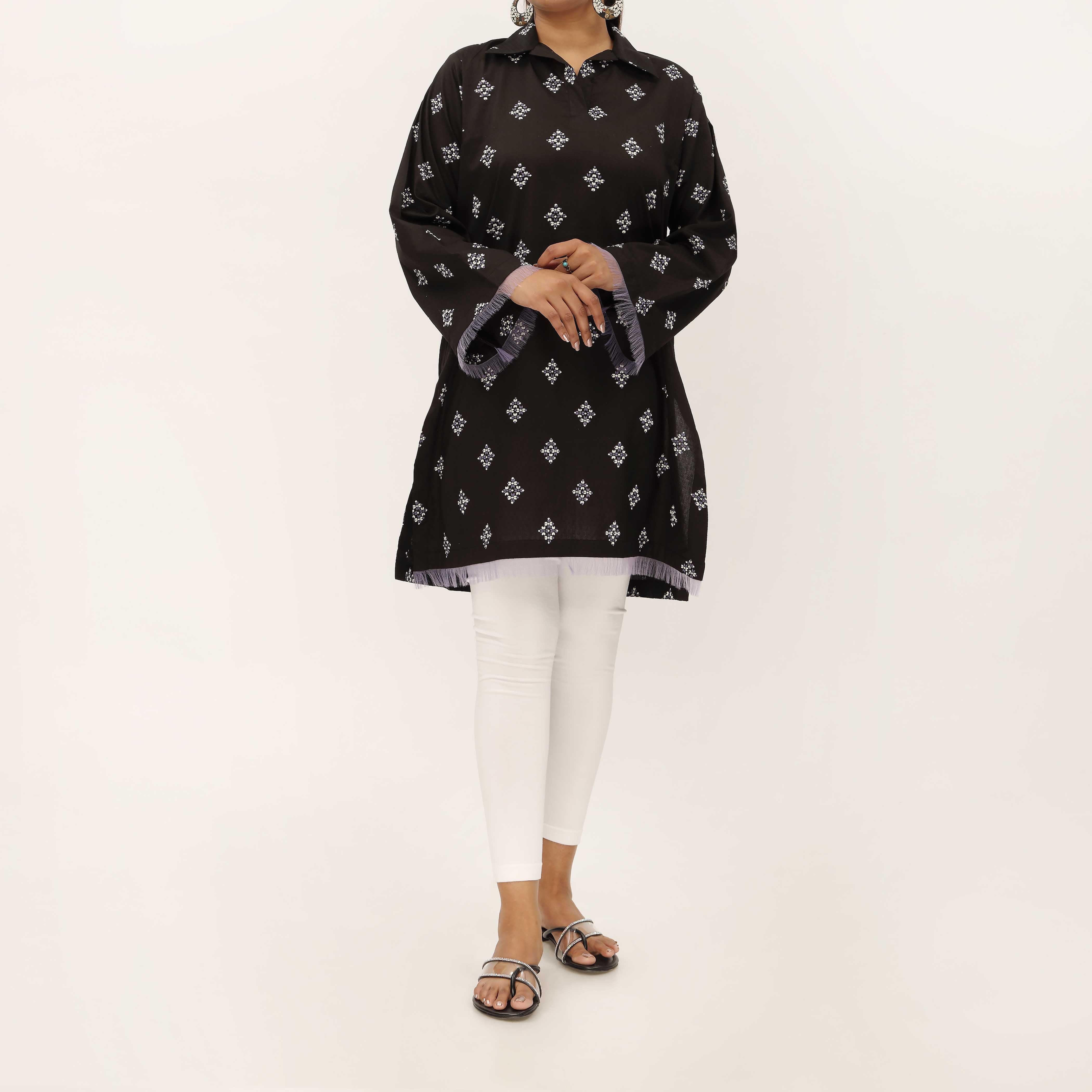 1PC- Unstitched Screen Printed Cotton Shirt US5305