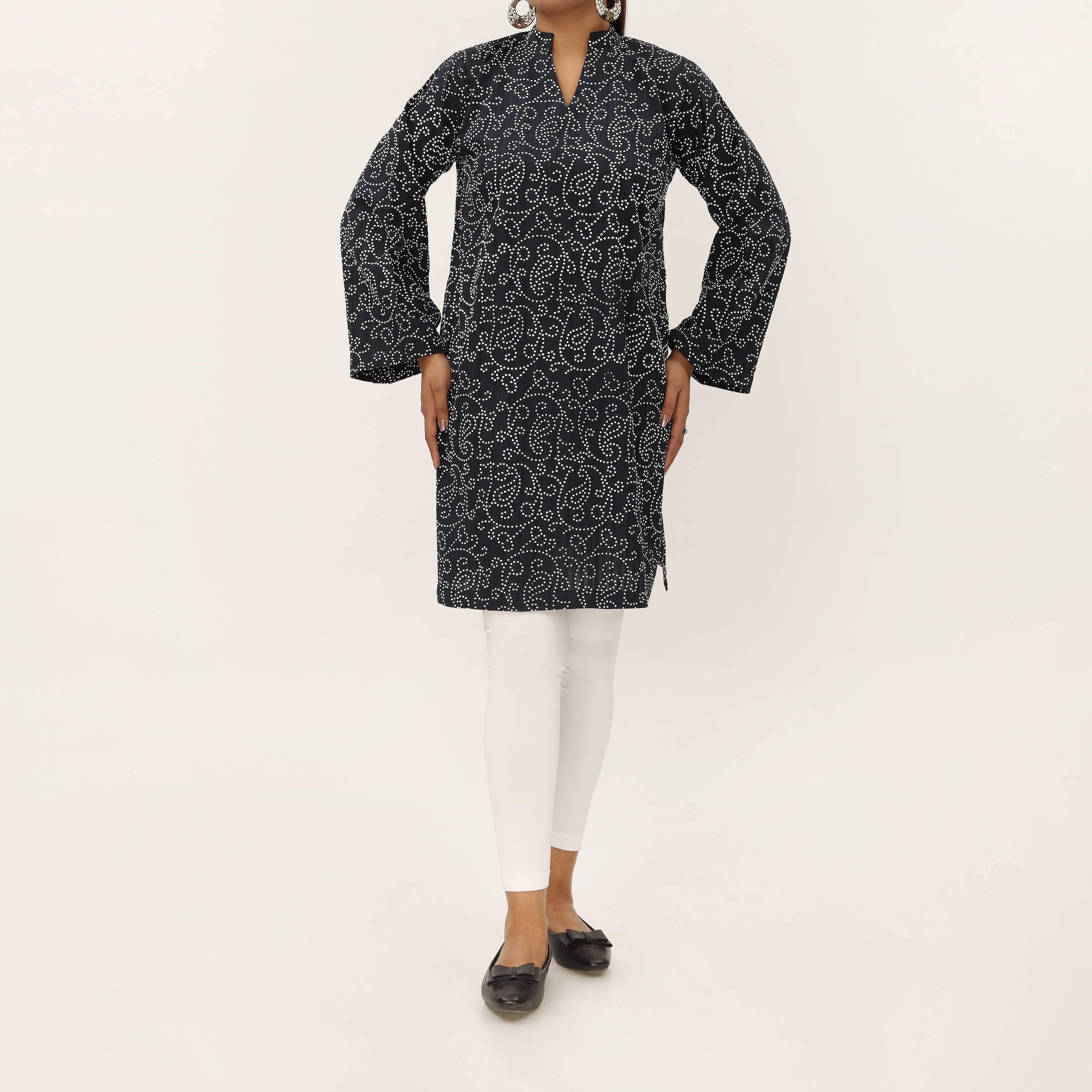 1PC- Unstitched Screen Printed Cotton Shirt US5322