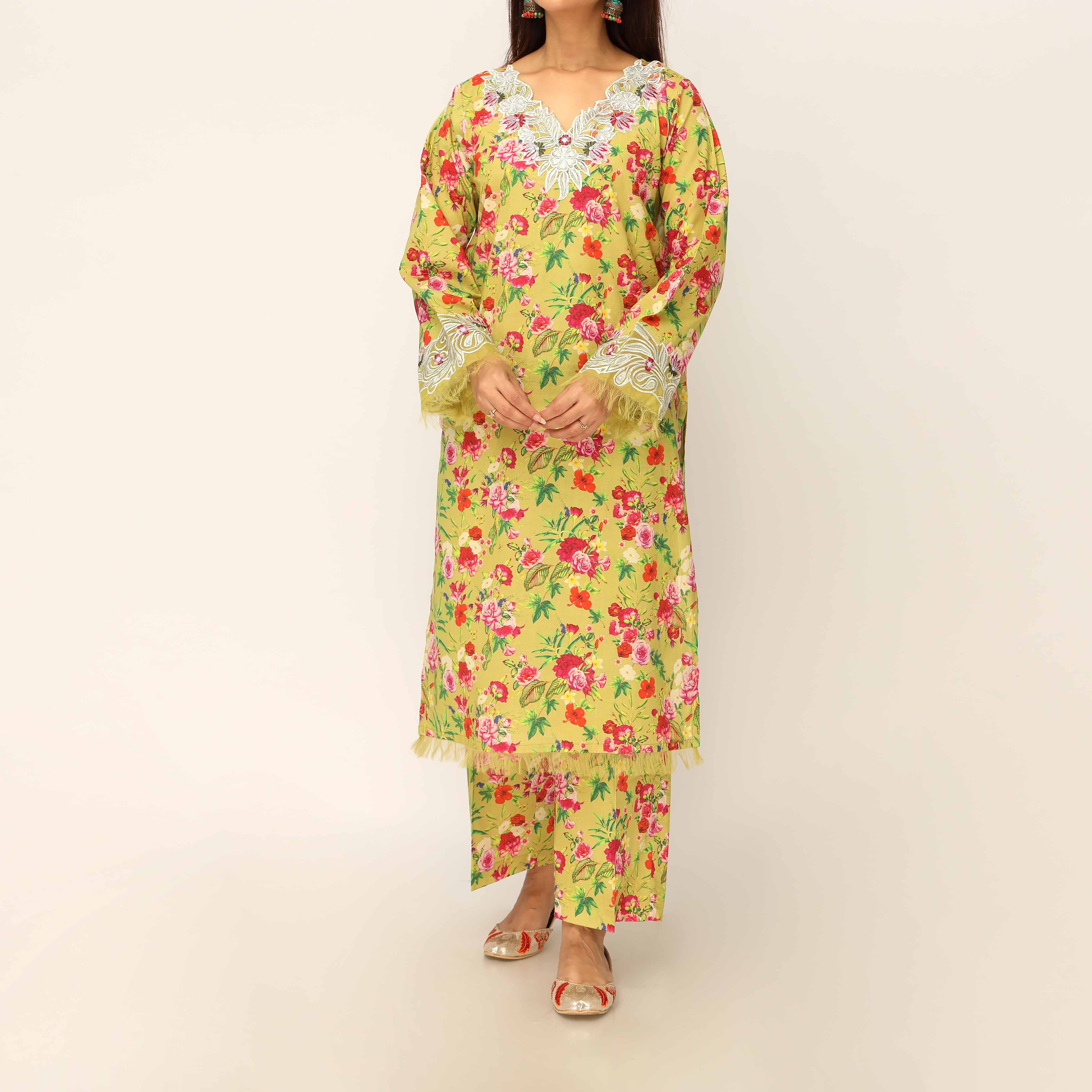 2PC- Digital Printed Cambric Co-ord Set PS5248
