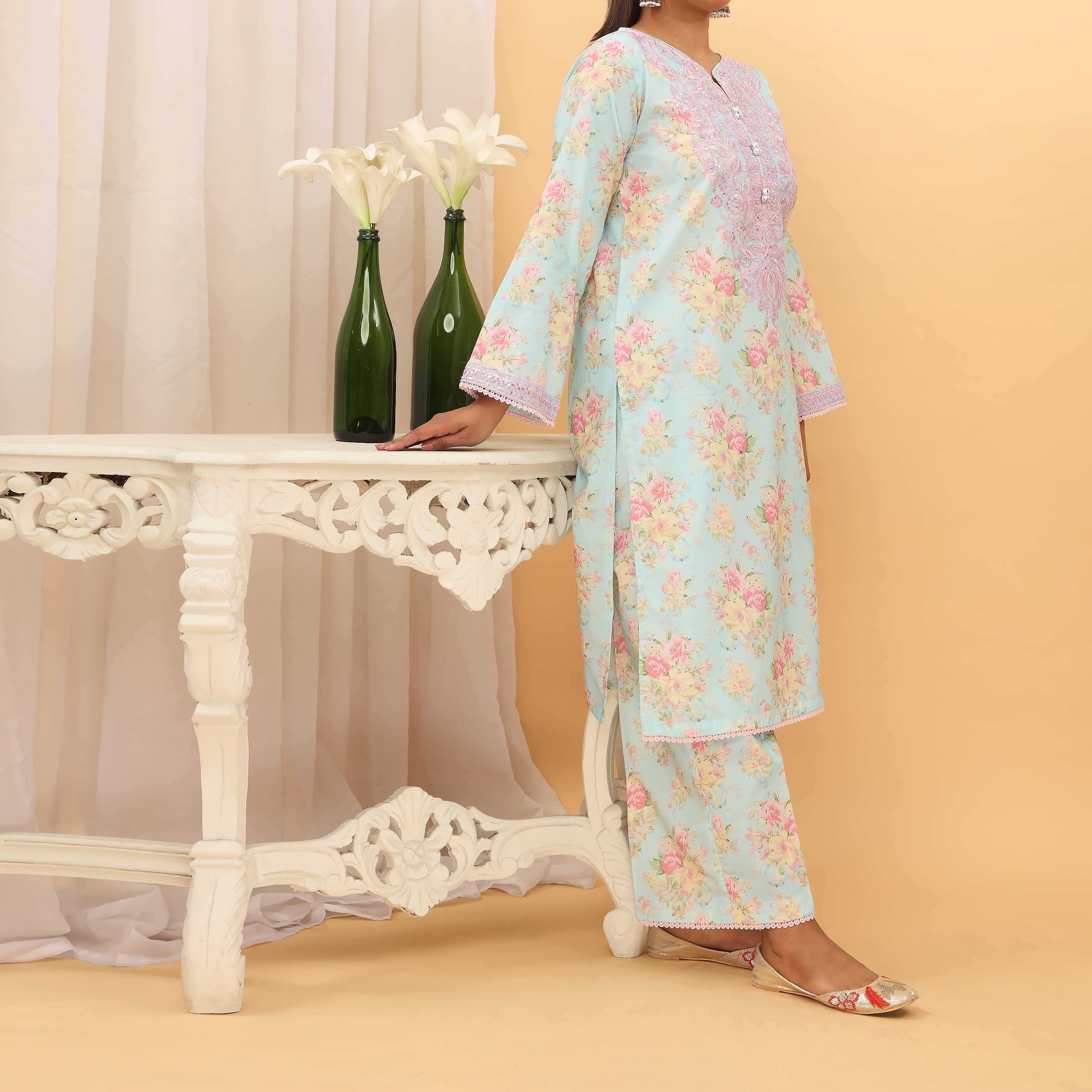 2PC- Digital Printed Cambric Suit PS5128 - Image 2