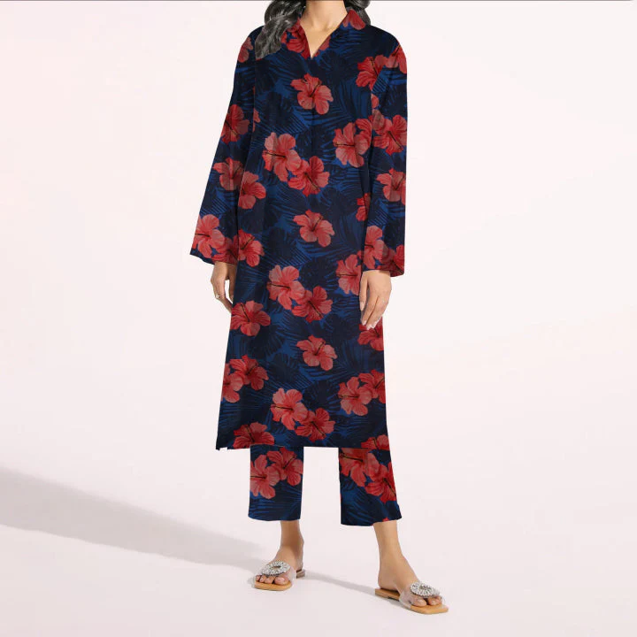 2PC- Unstitched Digital Printed Cambric Suit PW3308