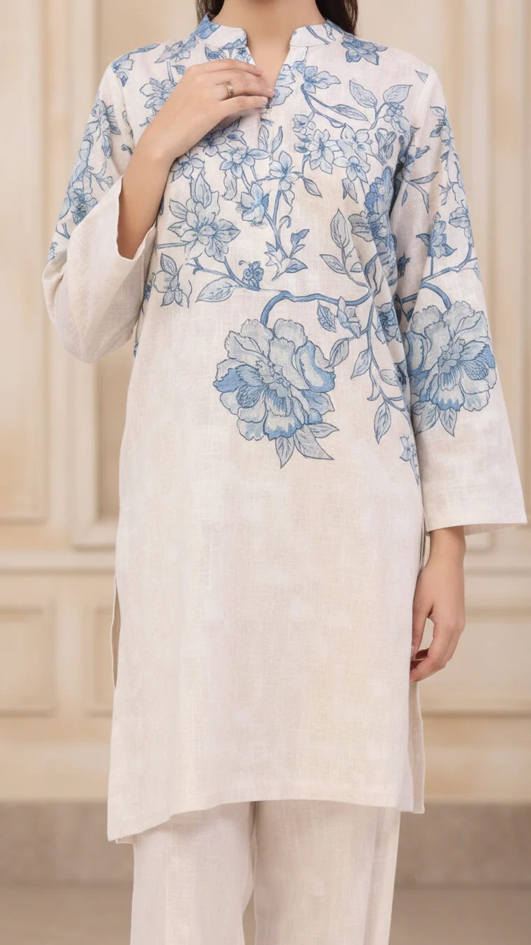2PC Digital Printed Cotton Cambric Co-Ord Set PW5103
