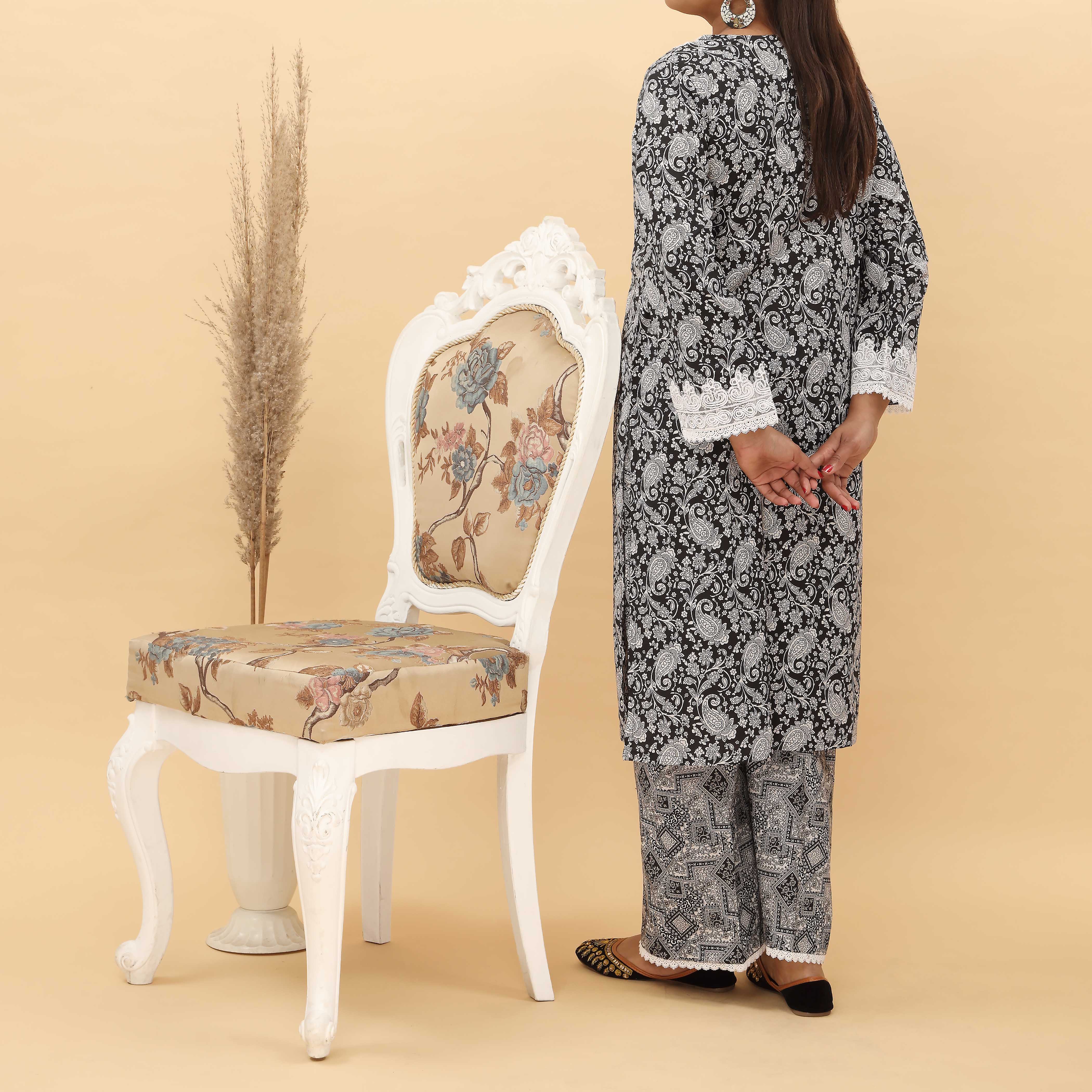 2PC- Embroidered Digital Printed Cotton Cambric Suit PS5133 - Image 3