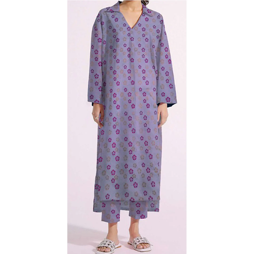 2PC- Unstitched Screen Printed Cotton Suit US5120