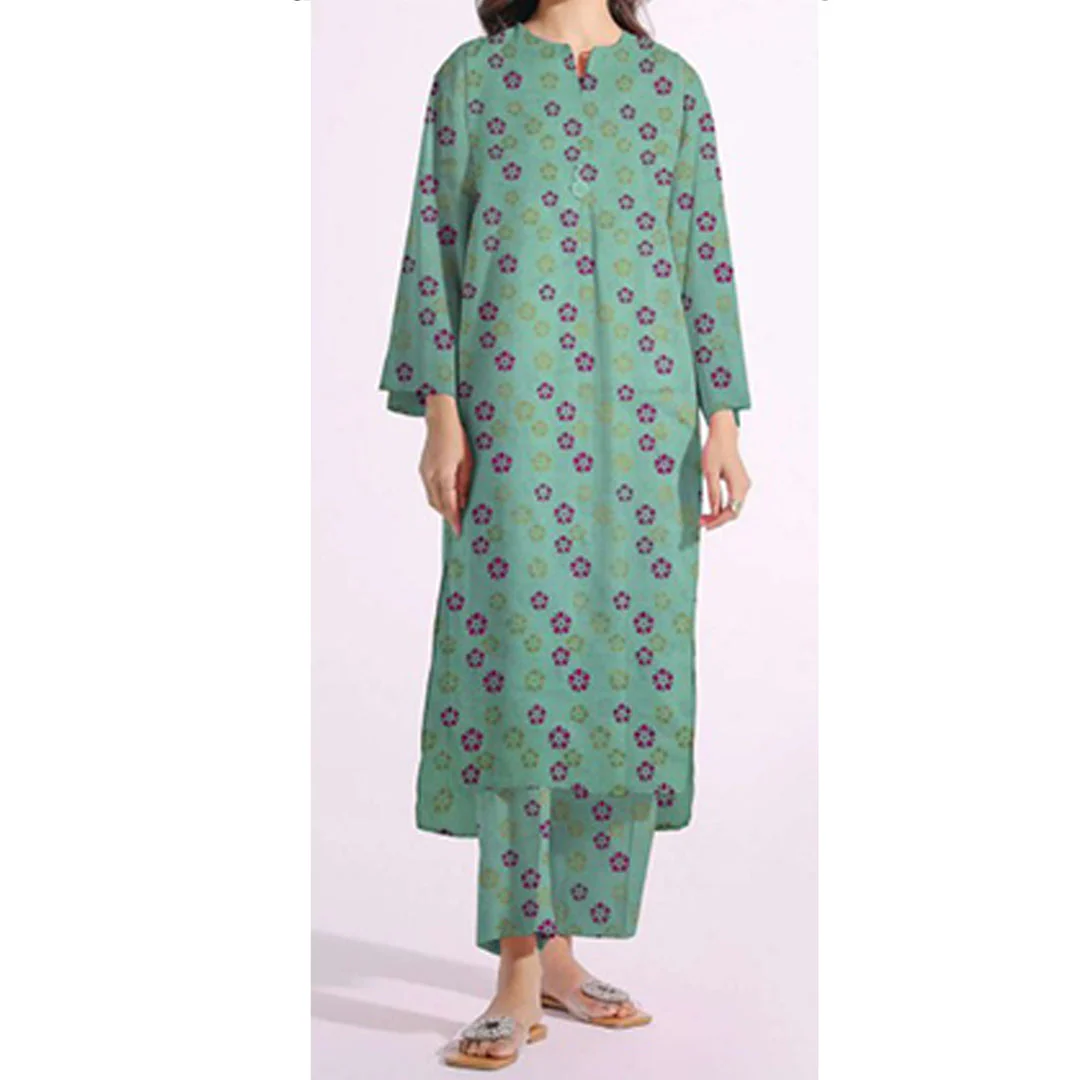 2PC- Unstitched Screen Printed Cotton Suit US5135