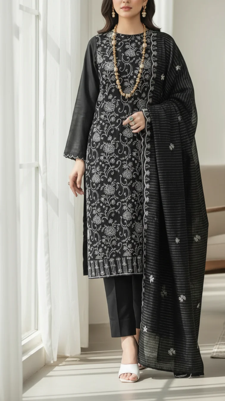 3PC Unstitched Embroidered Suit US5510