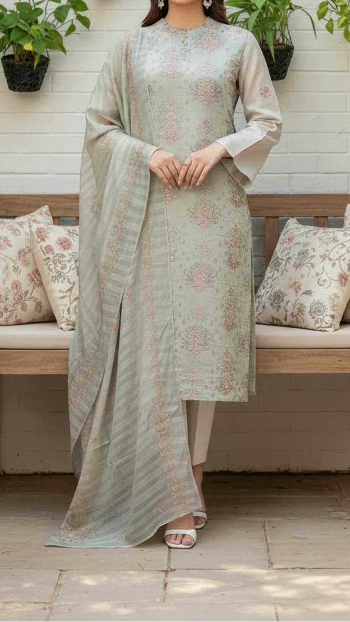 3PC Unstitched Embroidered Suit US5511