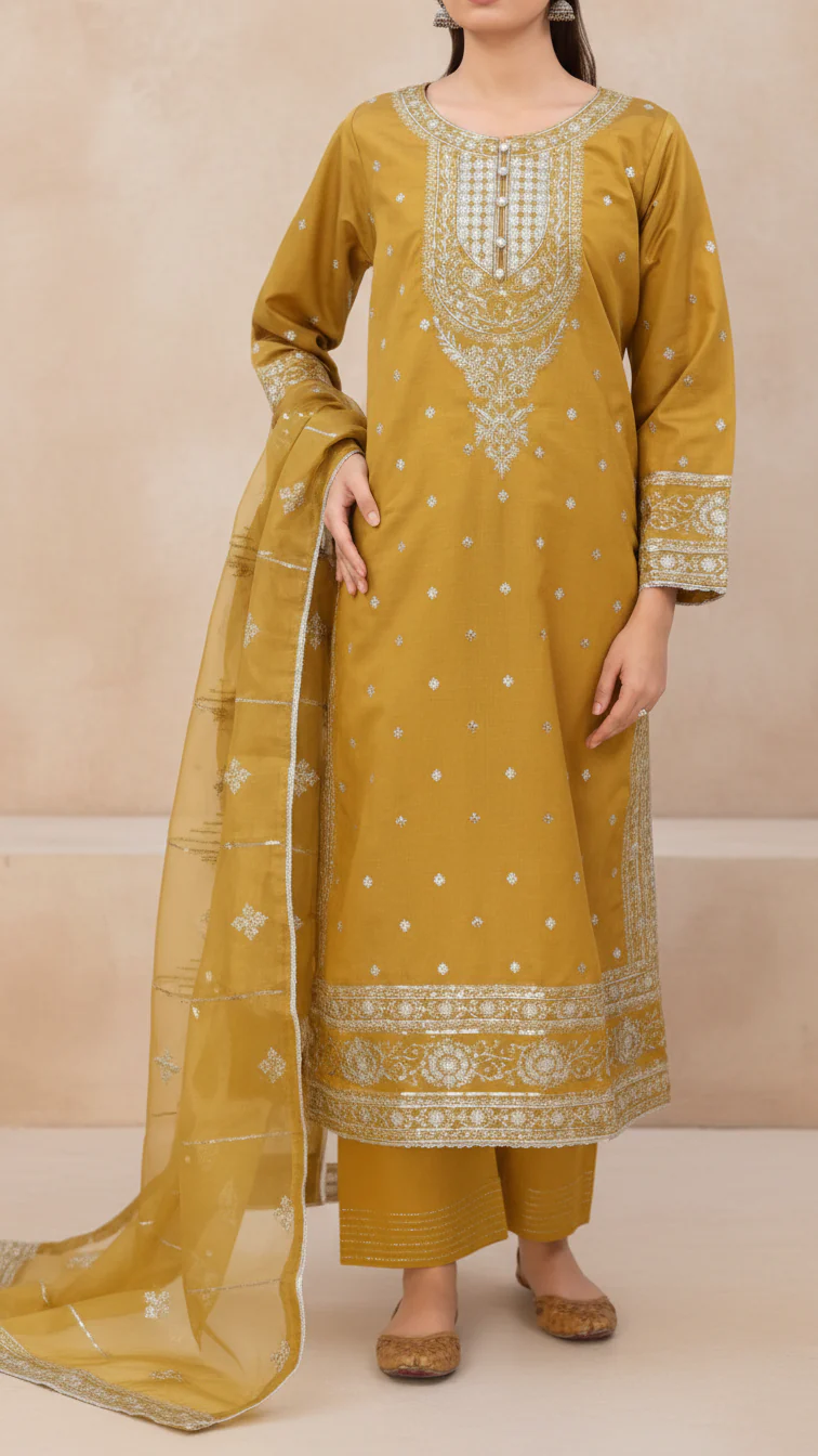 3 PC- Viscose Embellished Suit PF5049