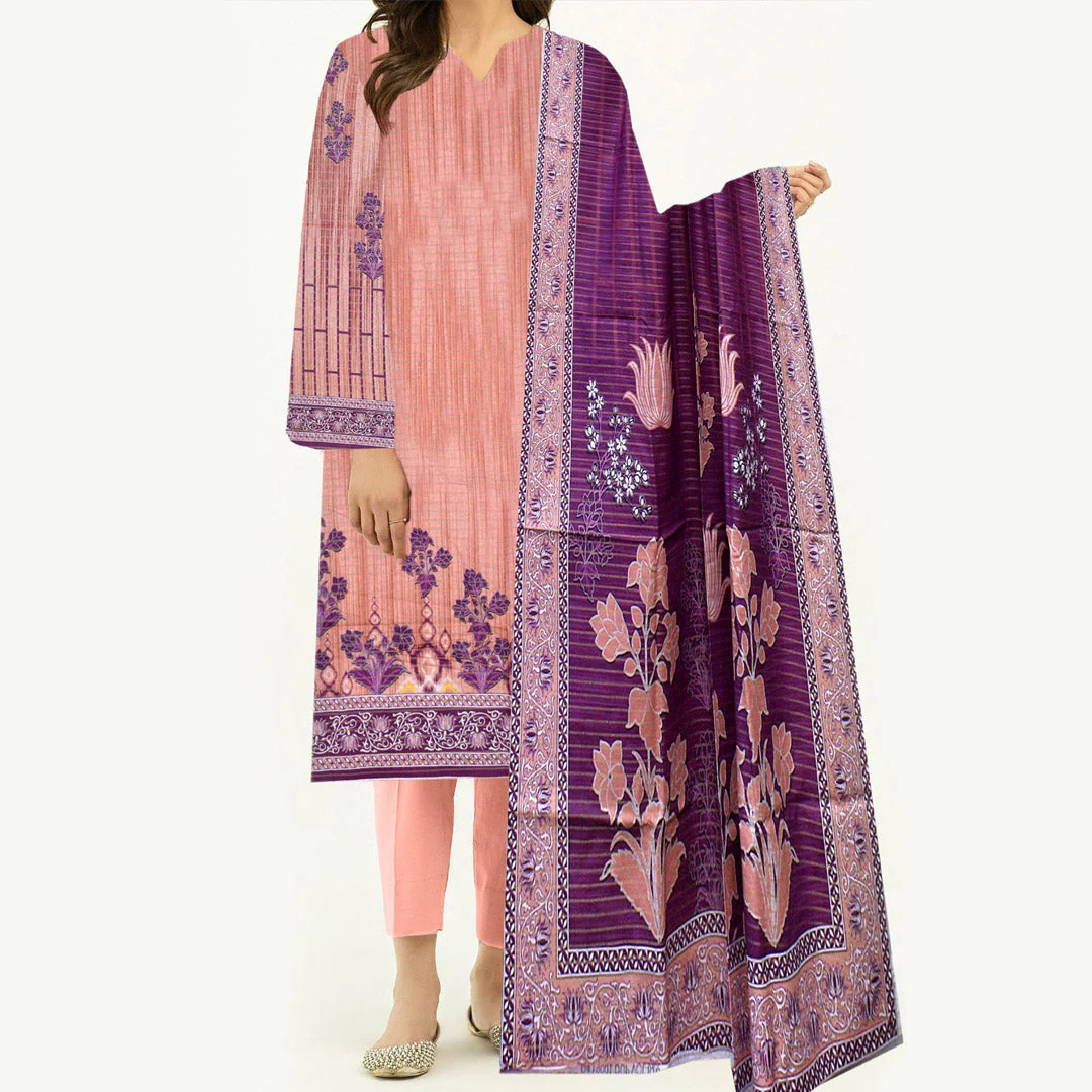 3PC- Unstitched Digital Printed Khaddar Suit PW3477