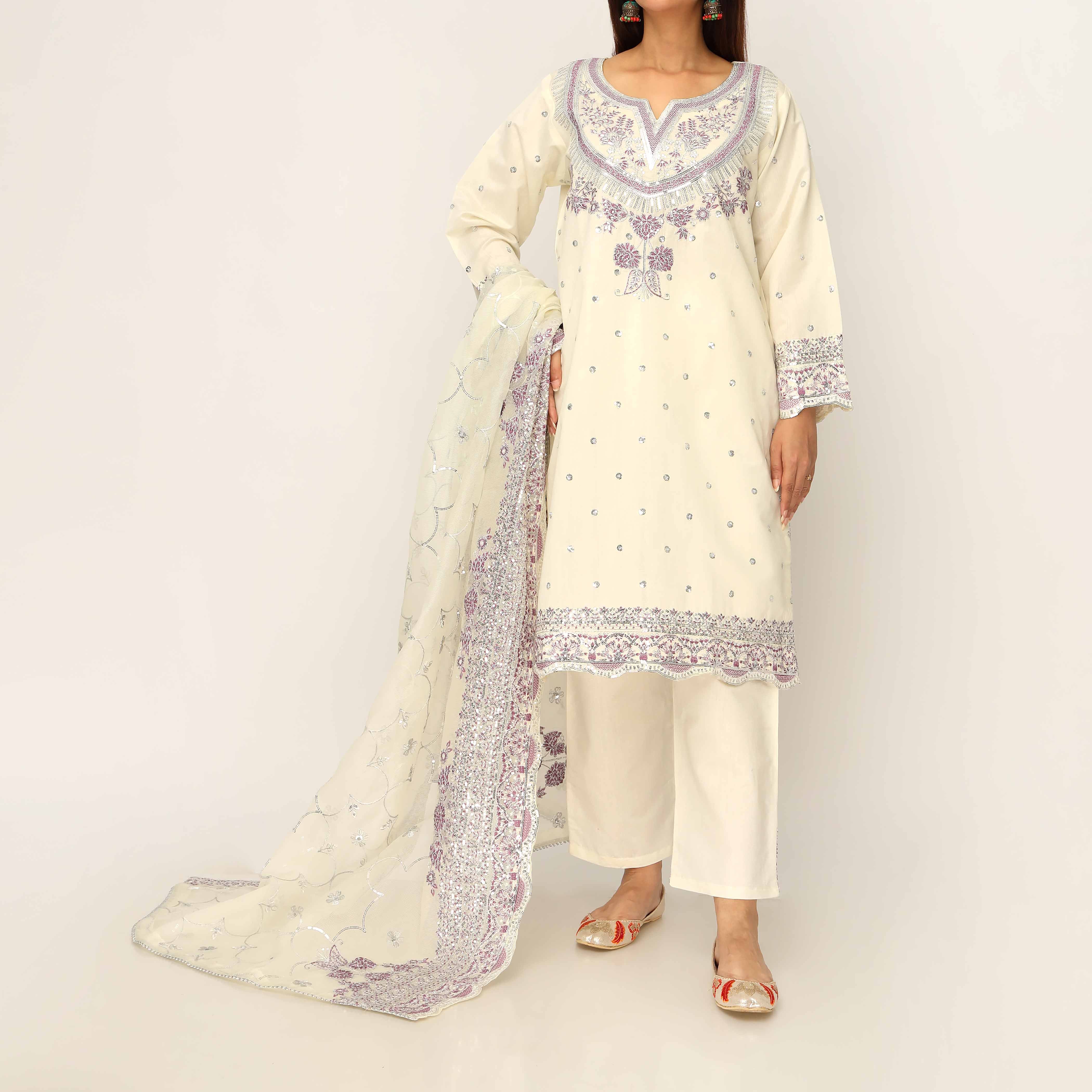 3PC- Khadi Net Embellished Suit PF5014