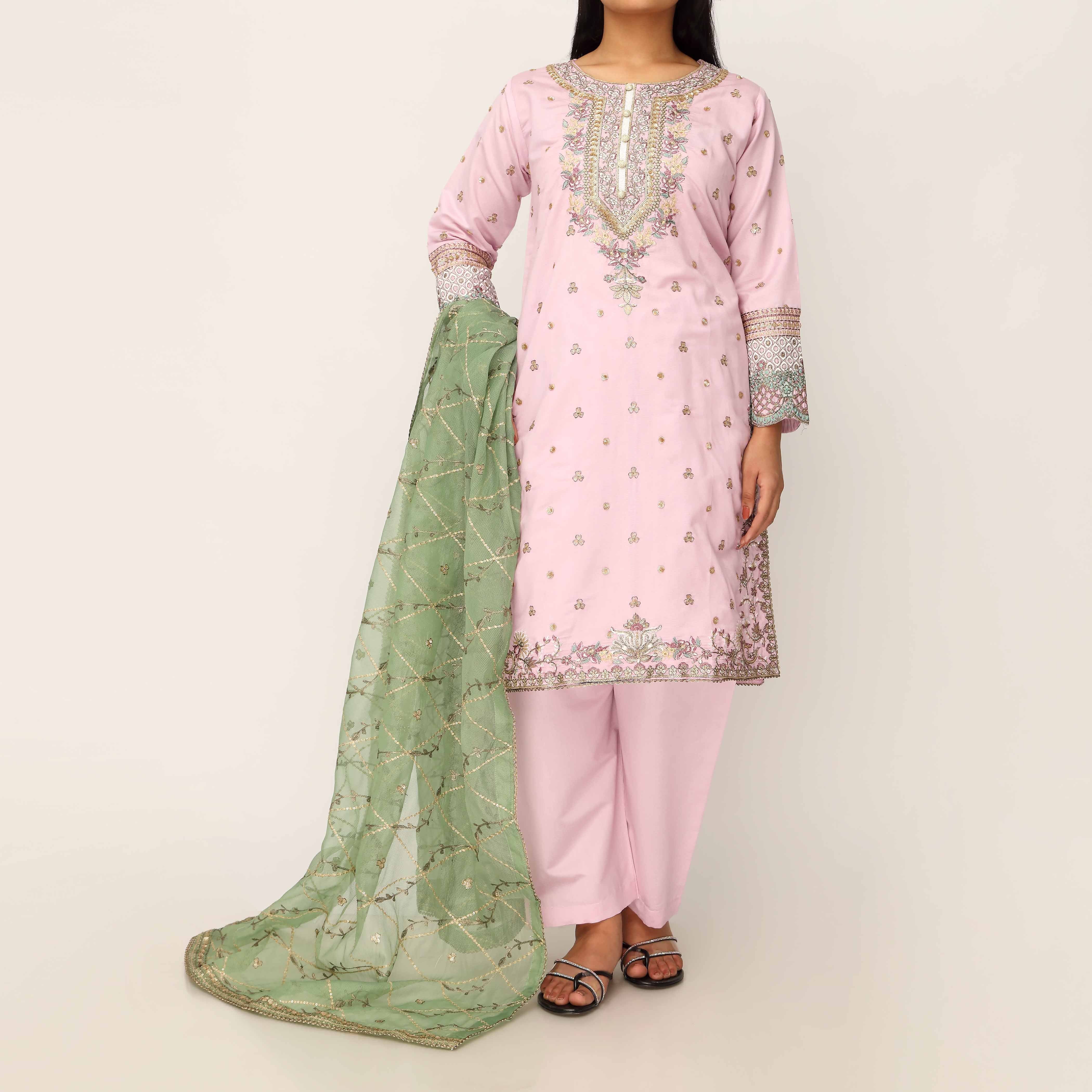 3PC- Khaddi Net Embellished Suit PF5137