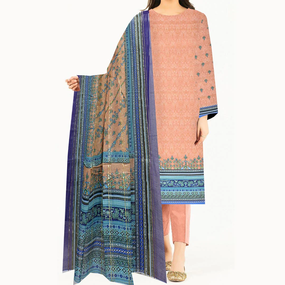 3PC- Unstitched Digital Printed Lawn Suit PW9423