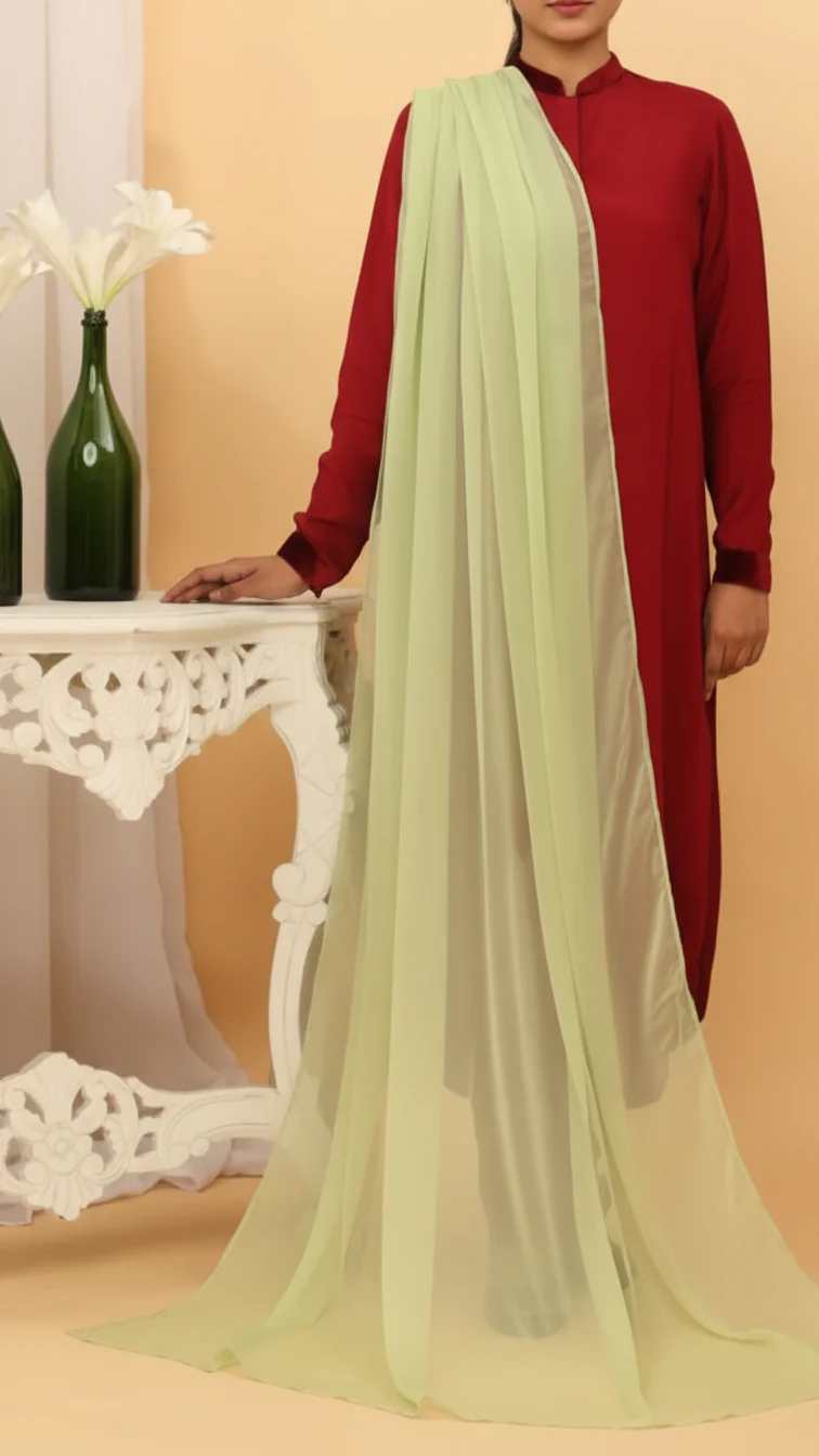Aqua Green Plain Chiffon Dupatta PD5382
