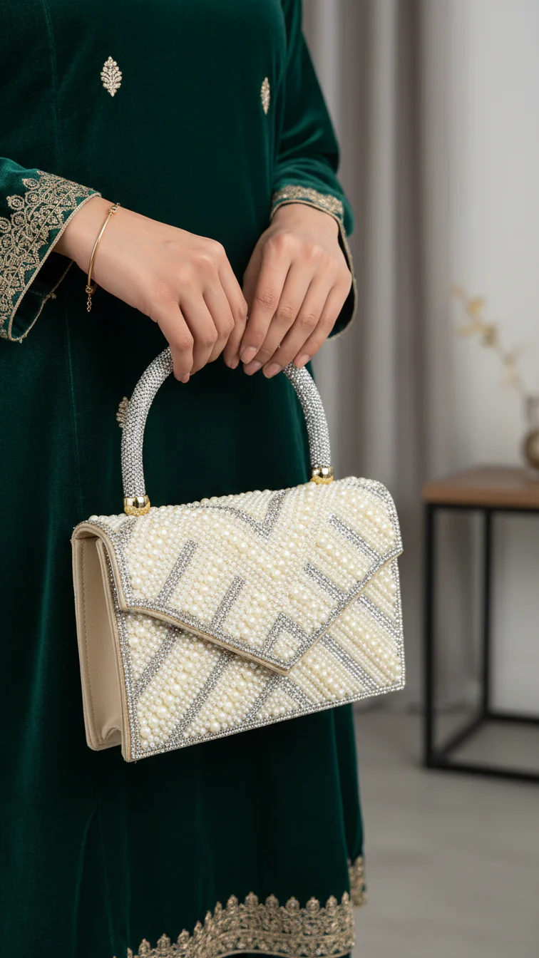 Beige Bridal Clutch P24366
