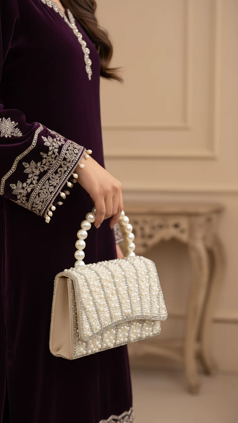 Beige Bridal Clutch P24367