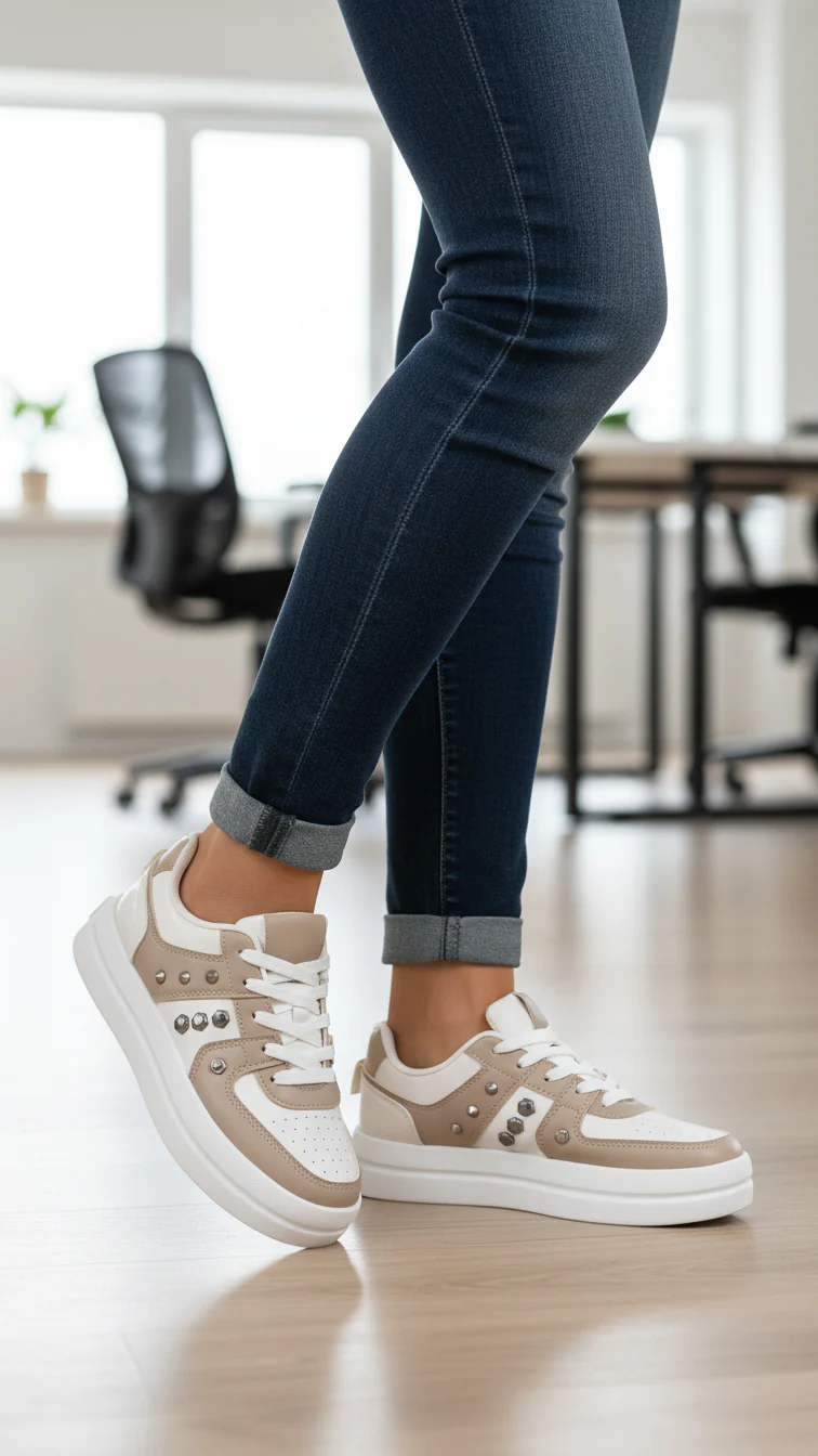 Beige Casual Sneaker For Women AT7445