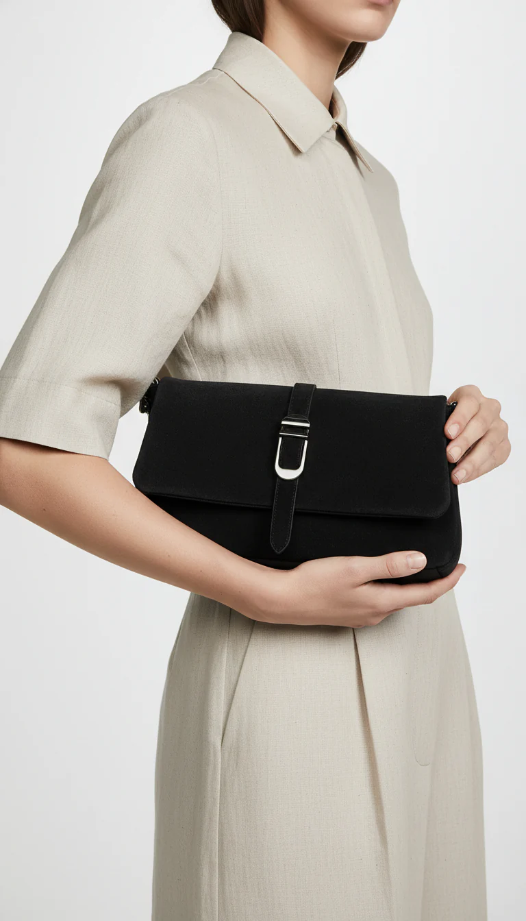 Black Casual Pouch For Women P97704