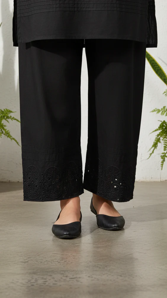 Black Cotton Cambric Trouser PL5074