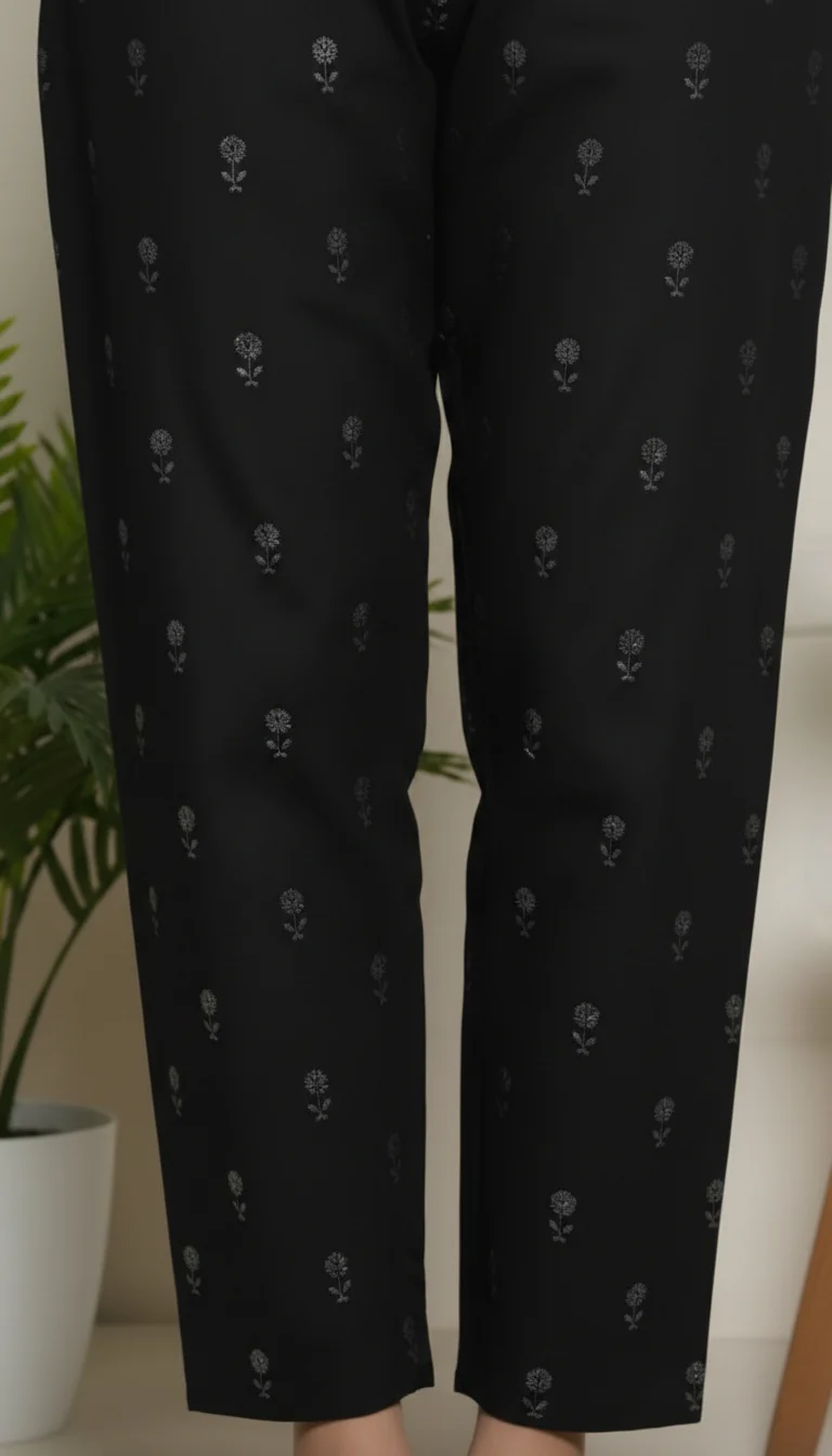 Black Embellished Cambric Trouser PL6024