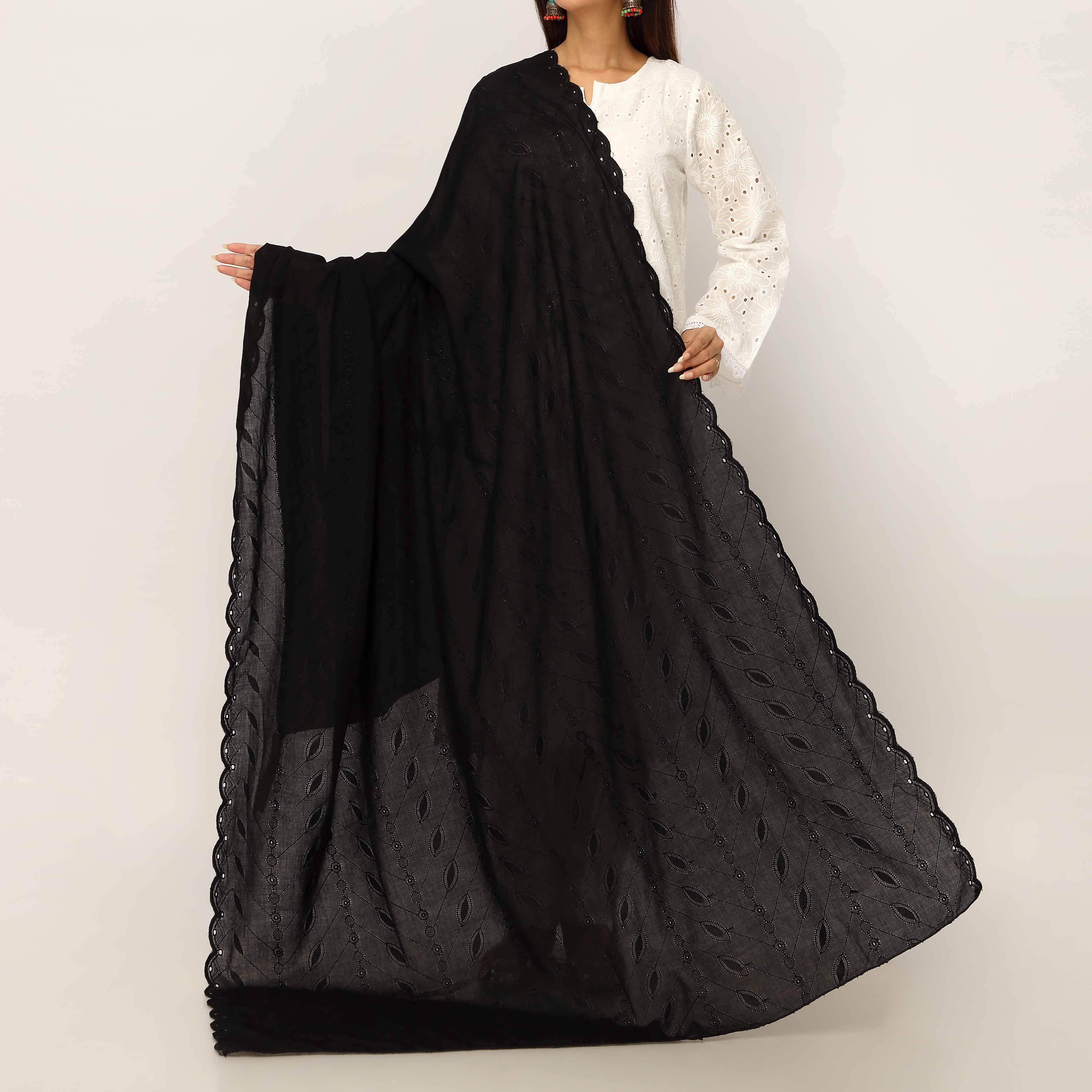 Black Embroidered Dupatta PD5448