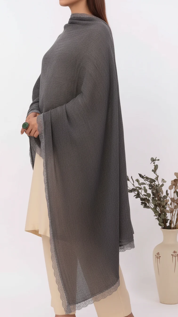 Black Embroidered Stole PD5322