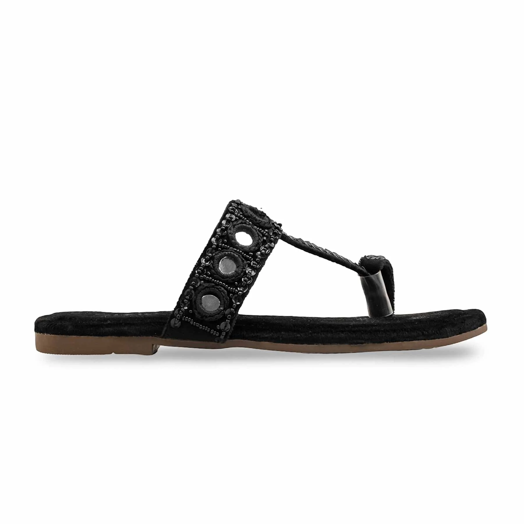 Black Ethnic Chappal For Women EC0236 - Image 2