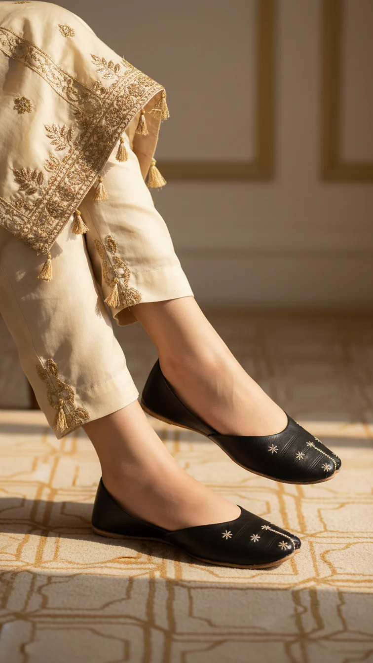 Black Leather Khussa EC8642