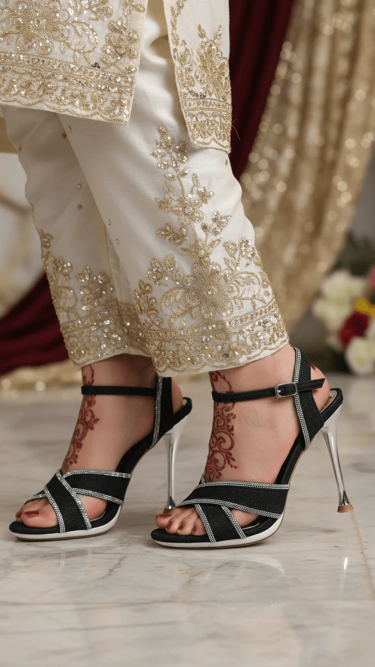 Black Fancy Bridal Sandal FN5779 - Image 2