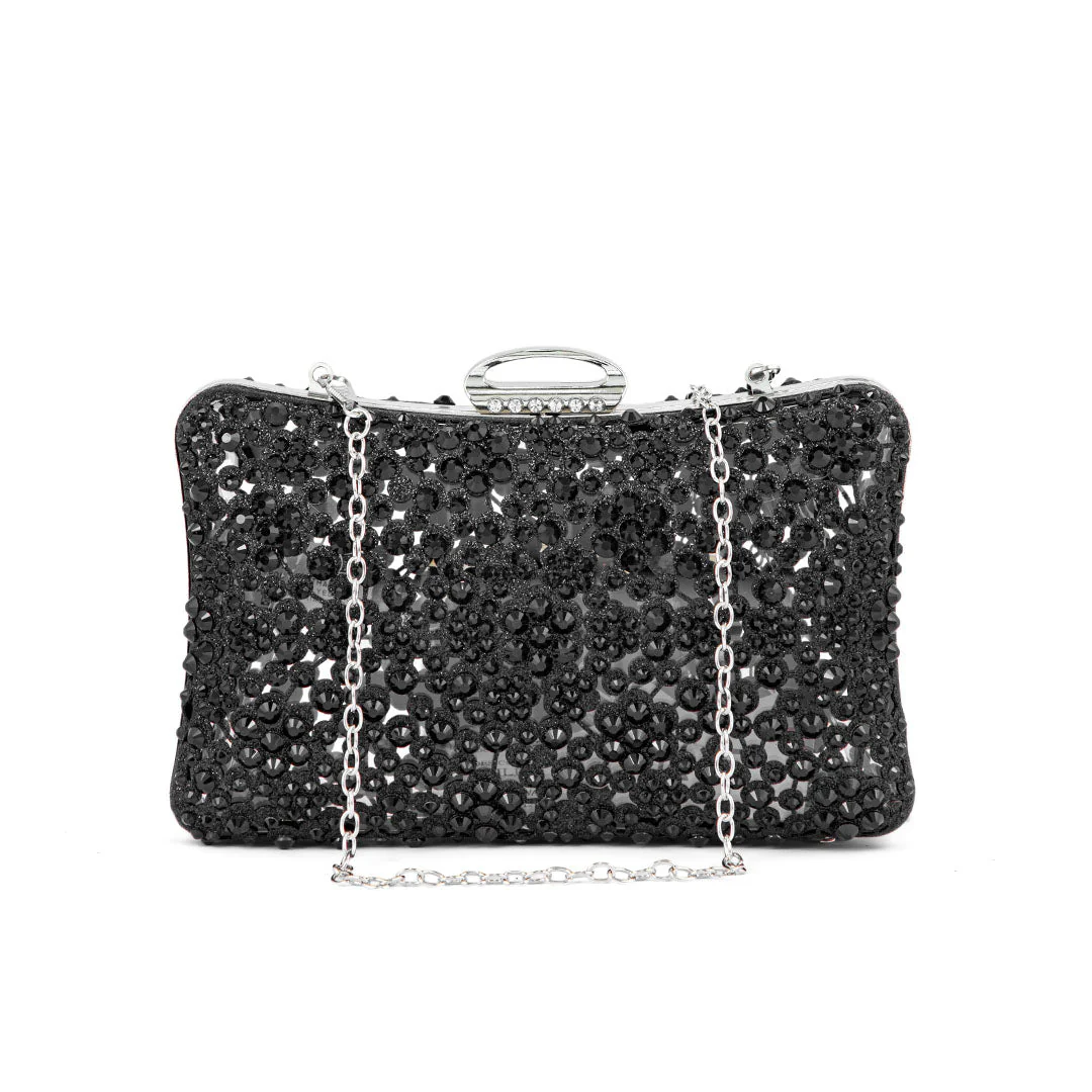 Black Fancy Clutch P24189