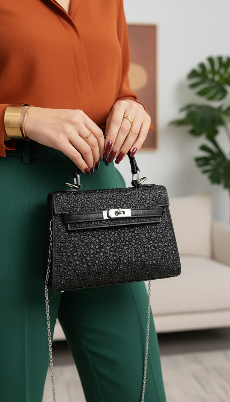 Black Fancy Shoulder Bag P24336