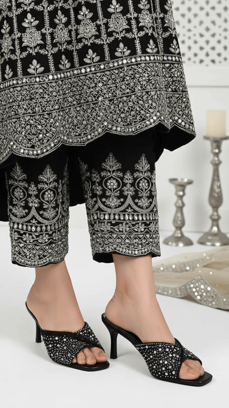 Black Fancy Bridal Slipper FN7972