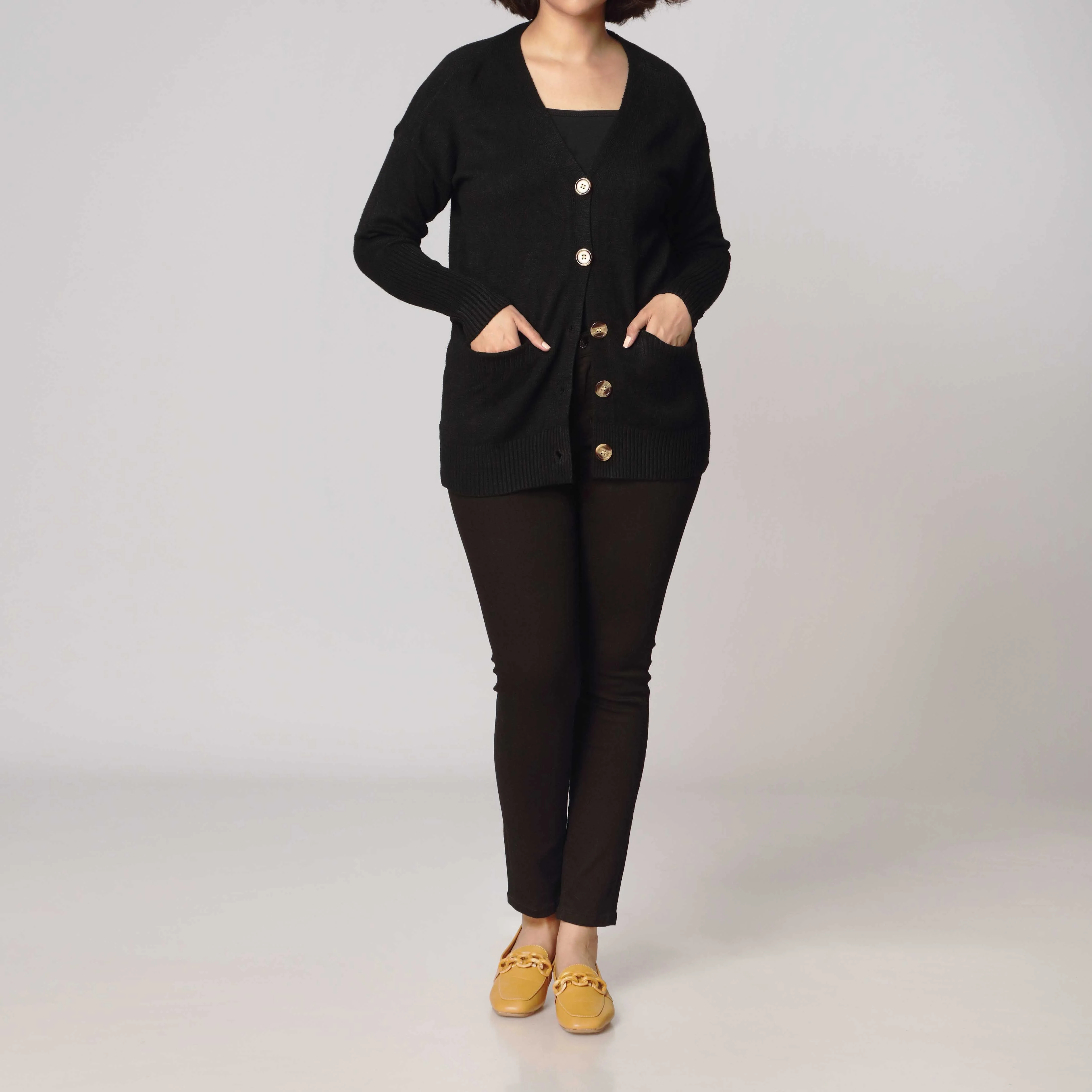 Black Mid Length Cardigan PW2903
