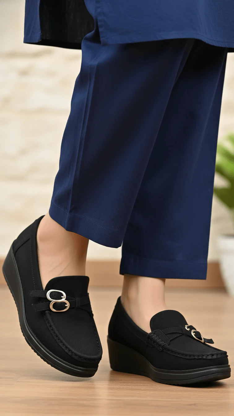 Black Moccasin For Ladies WN4530