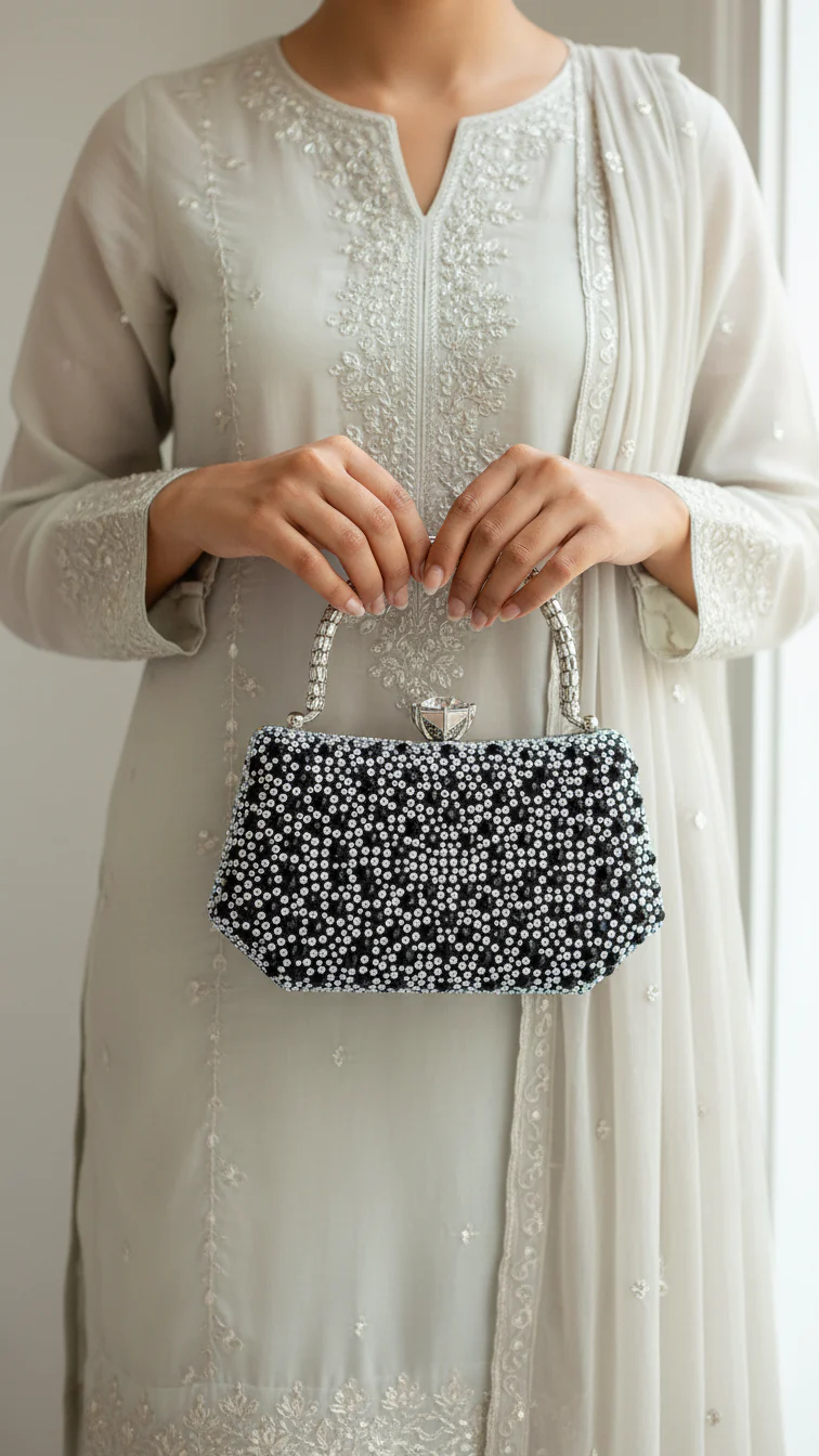 Black Women Fancy Clutch P24387