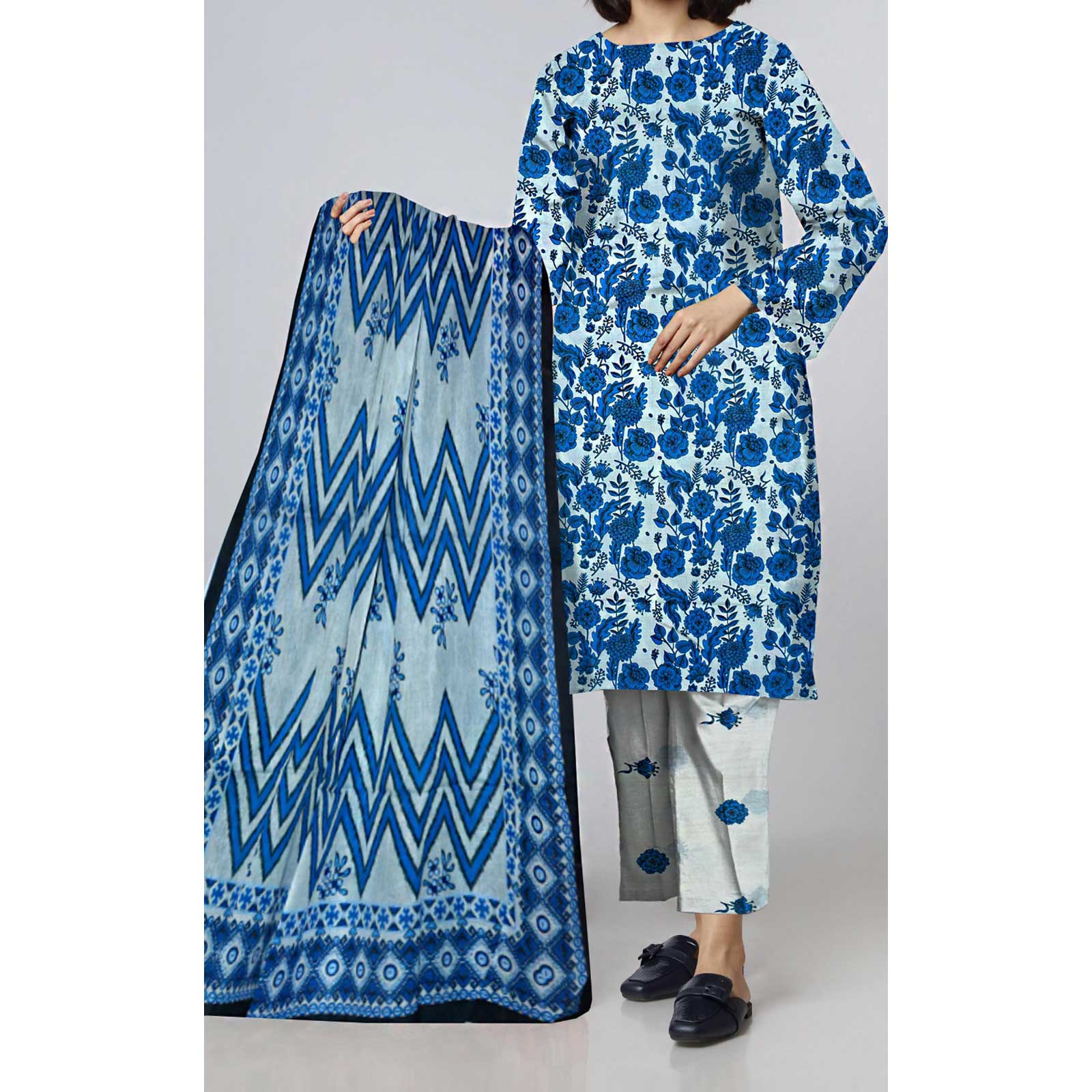 3PC- Unstitched Digital Printed Lawn Suit PS4671