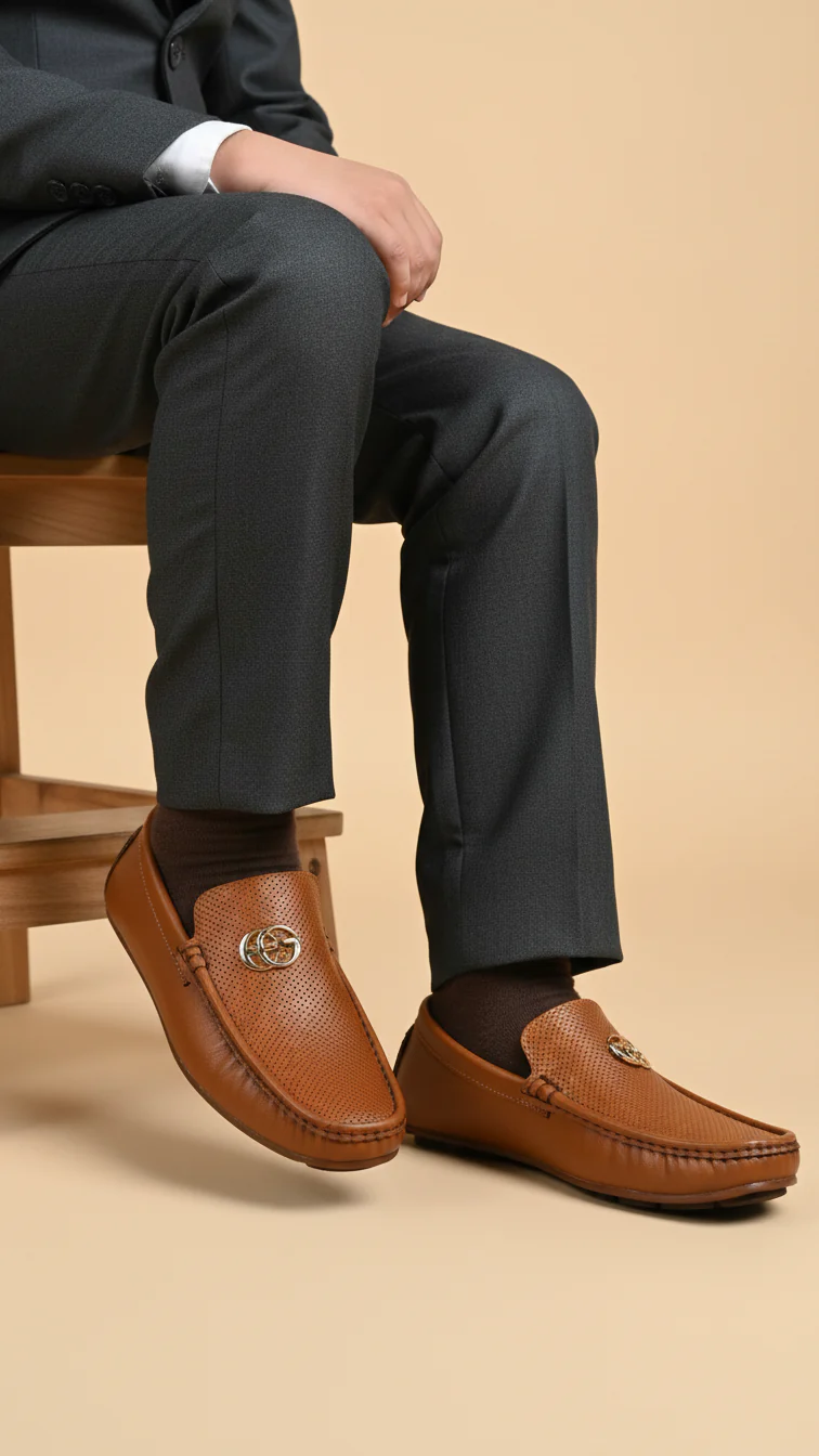 Boys Brown Formal Moccasin KD0836