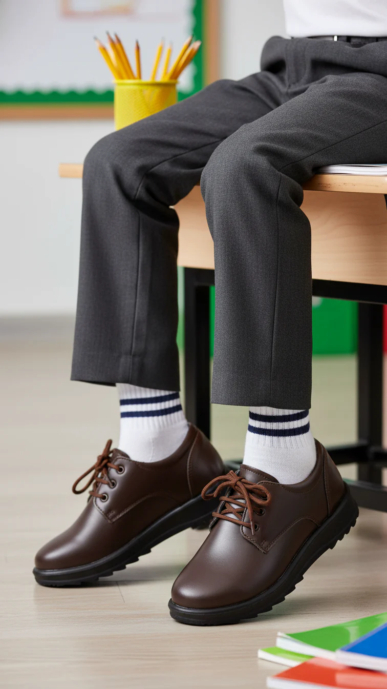 Boys Brown Lace Up School Shoes SK1063