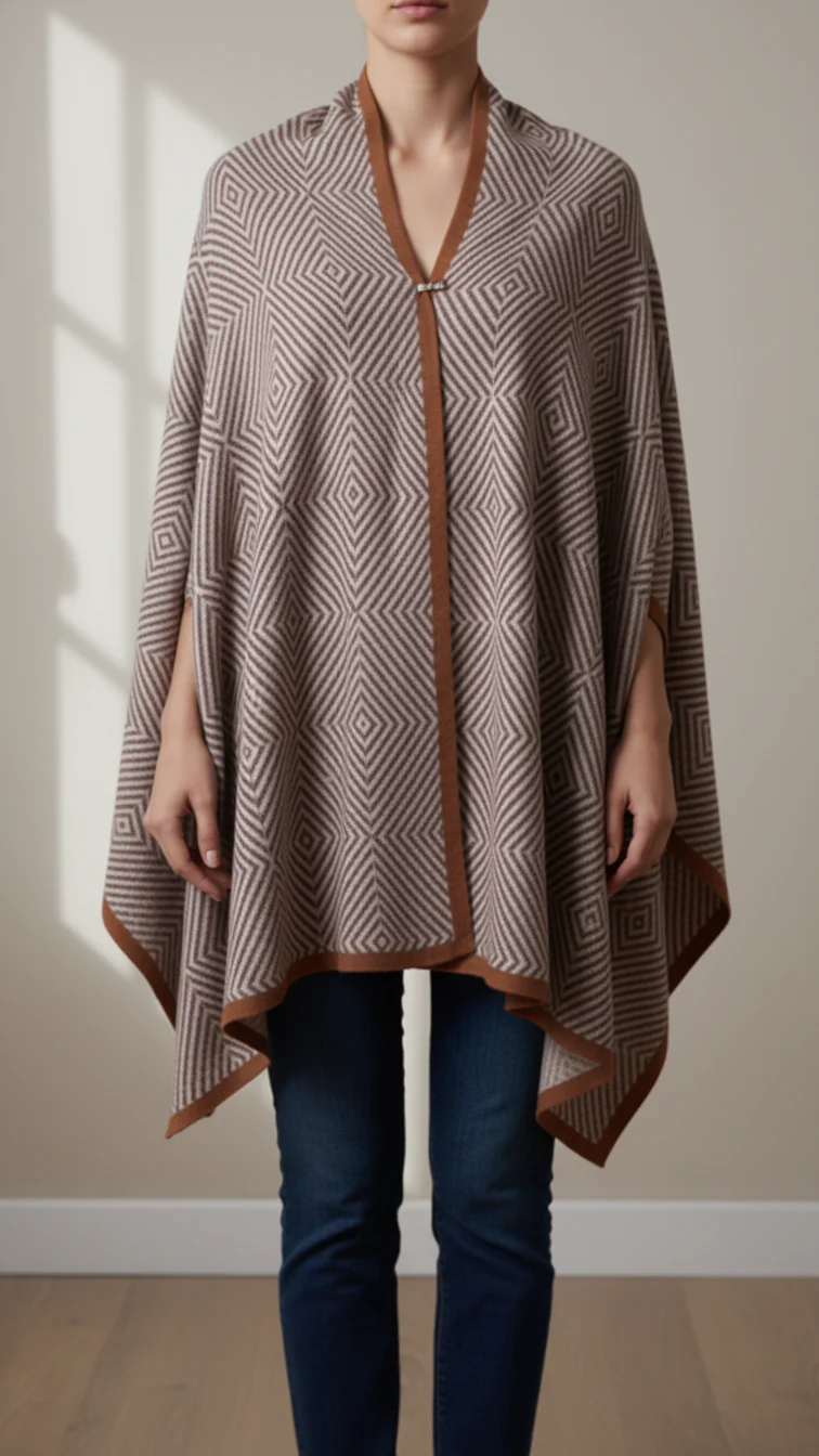 Brown Winter Cape Shawl PW5905