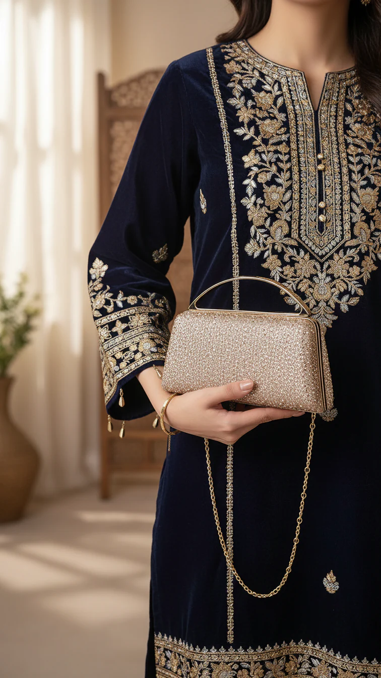Champagne Fancy Clutch P24188