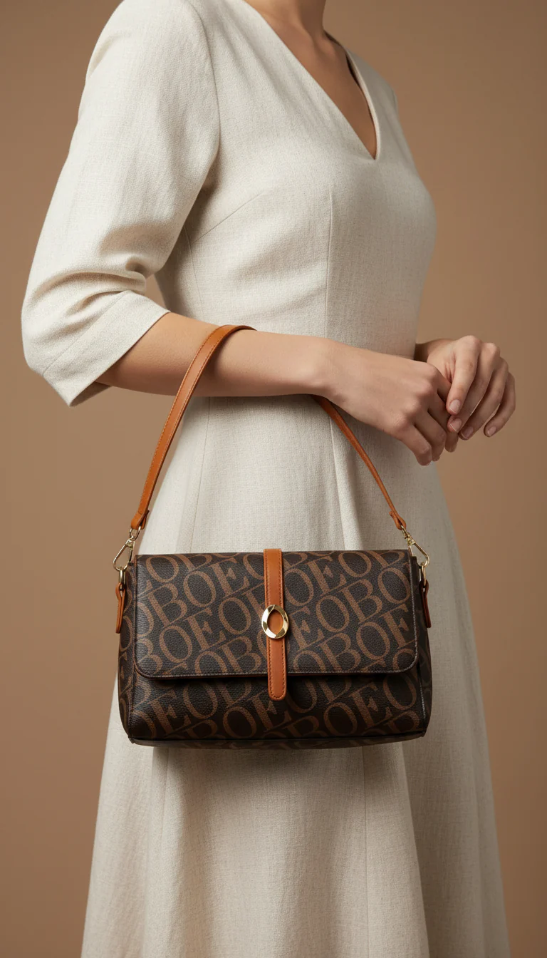 Coffee Formal Shoulder Bag For Ladies P36543