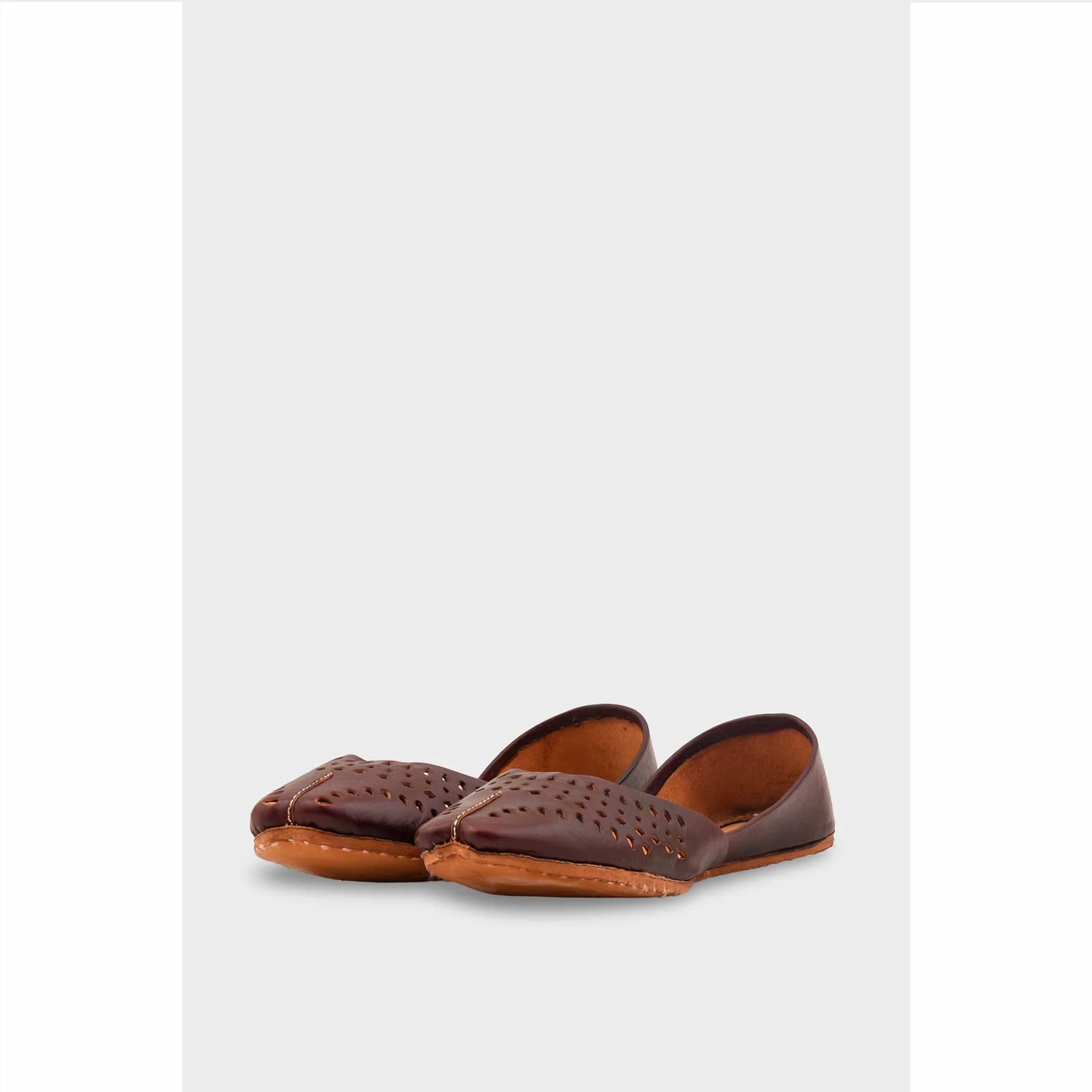 Coffee Leather Khussa For Women EC8694 - Image 4