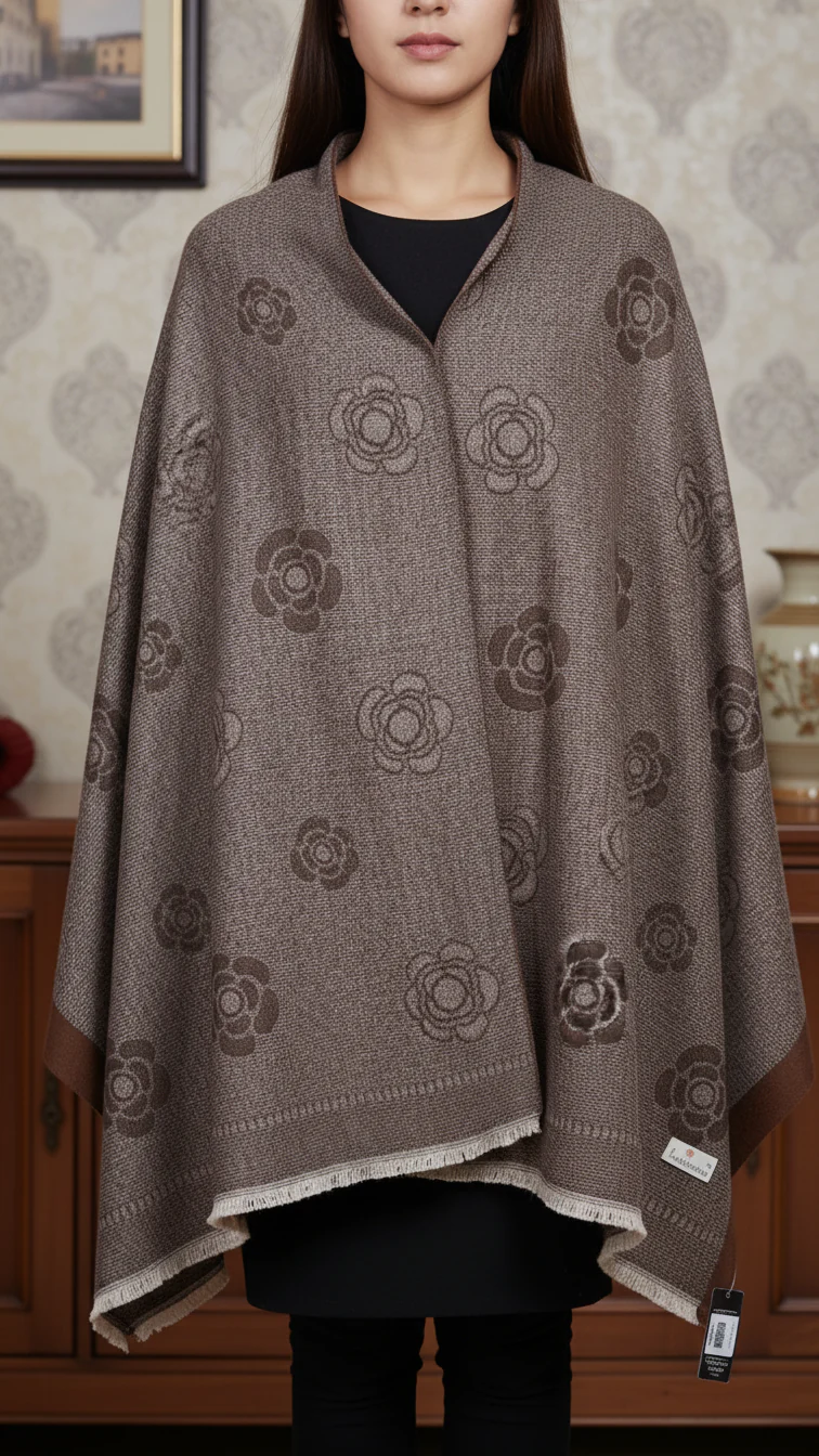 Coffee Winter Cape Shawl PW5932