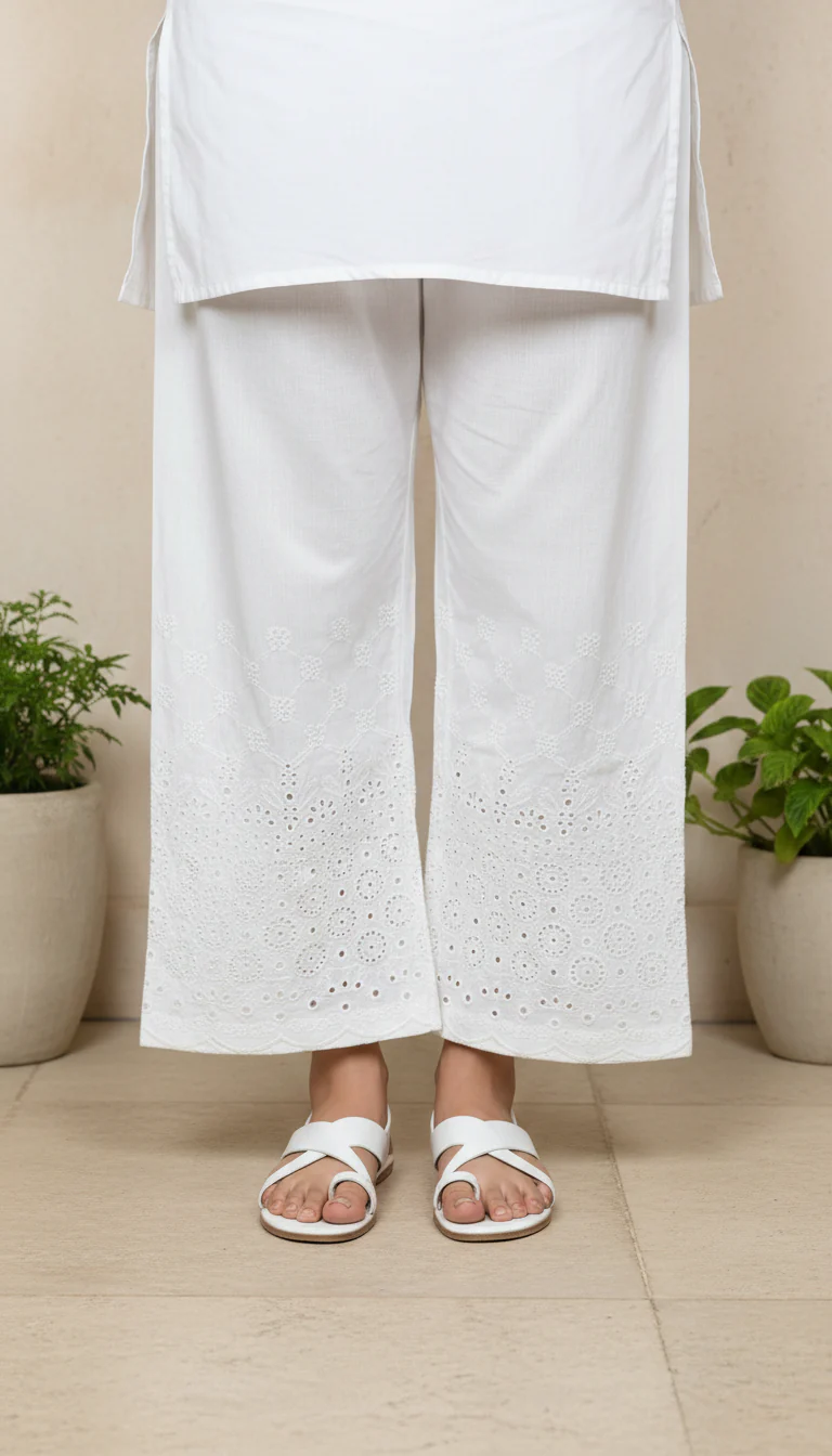 Cream Embellished Cambric Trouser PL5085