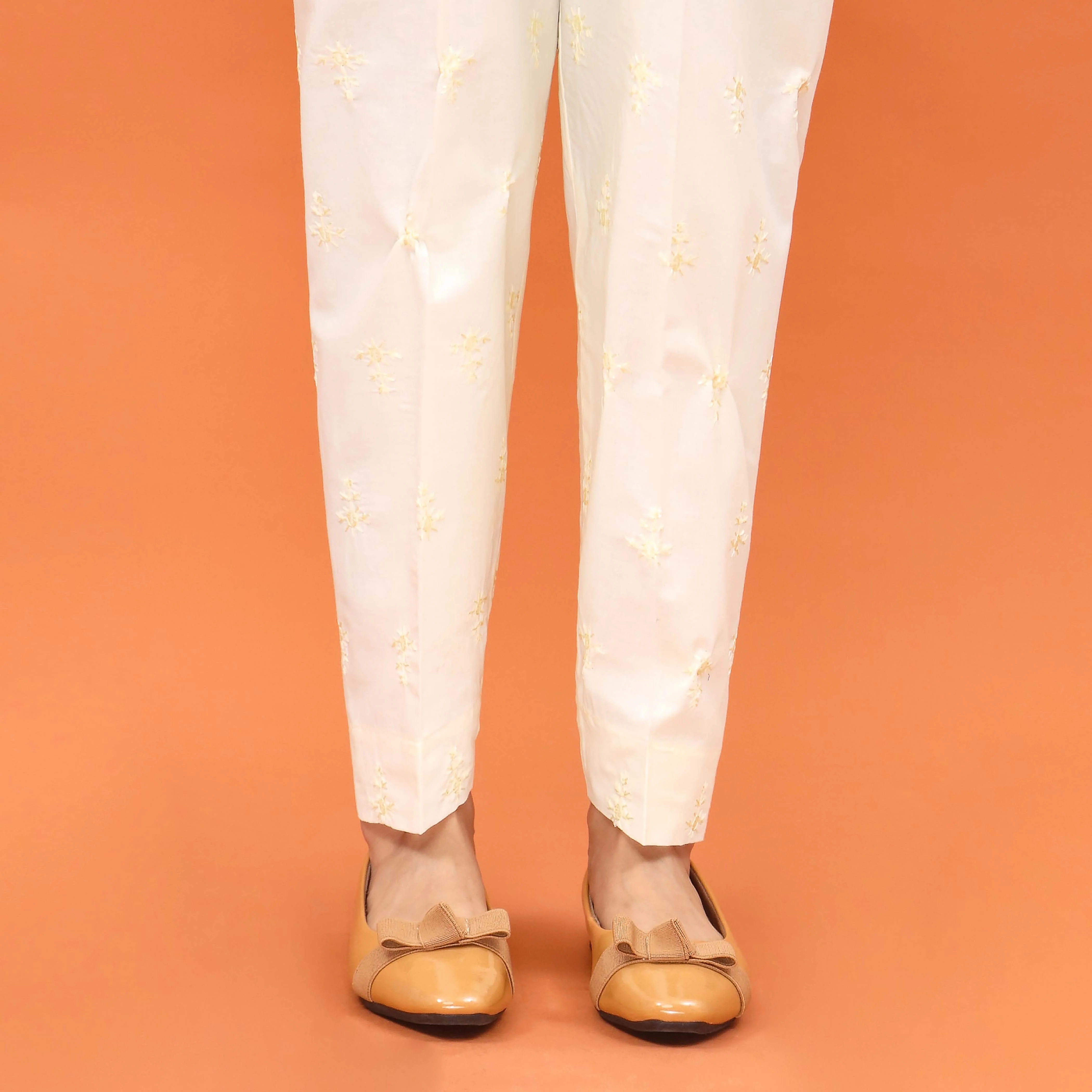 Cream Slim Fit Plain Trouser PL5008