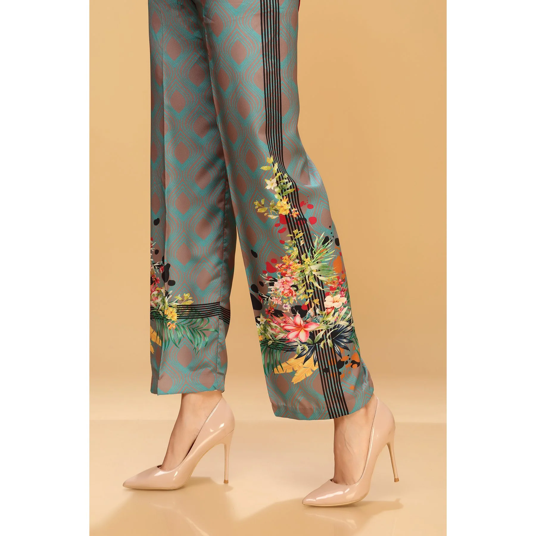 Digital Printed Grip Silk Flared Pant PW1530 - Image 2