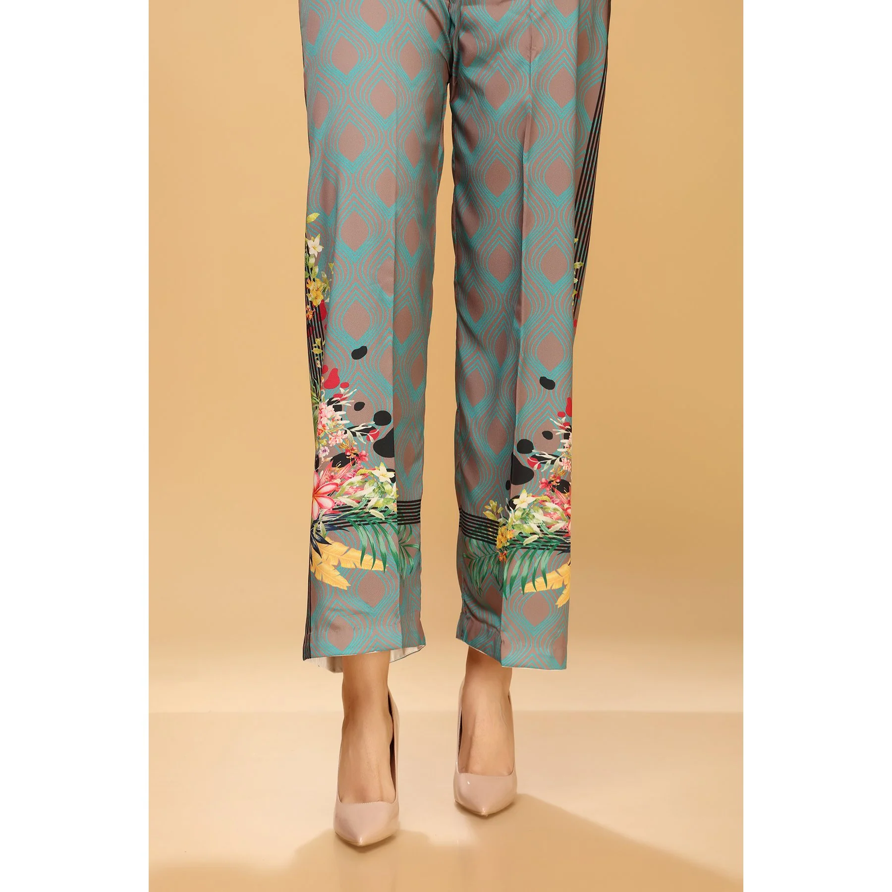 Digital Printed Grip Silk Flared Pant PW1530 - Image 3