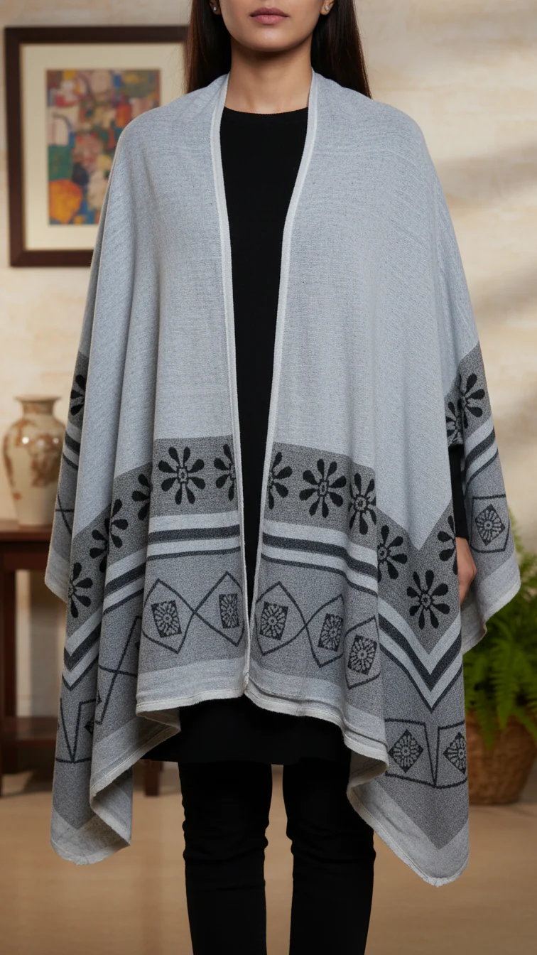Dk Grey Winter Cape Shawl PW5924
