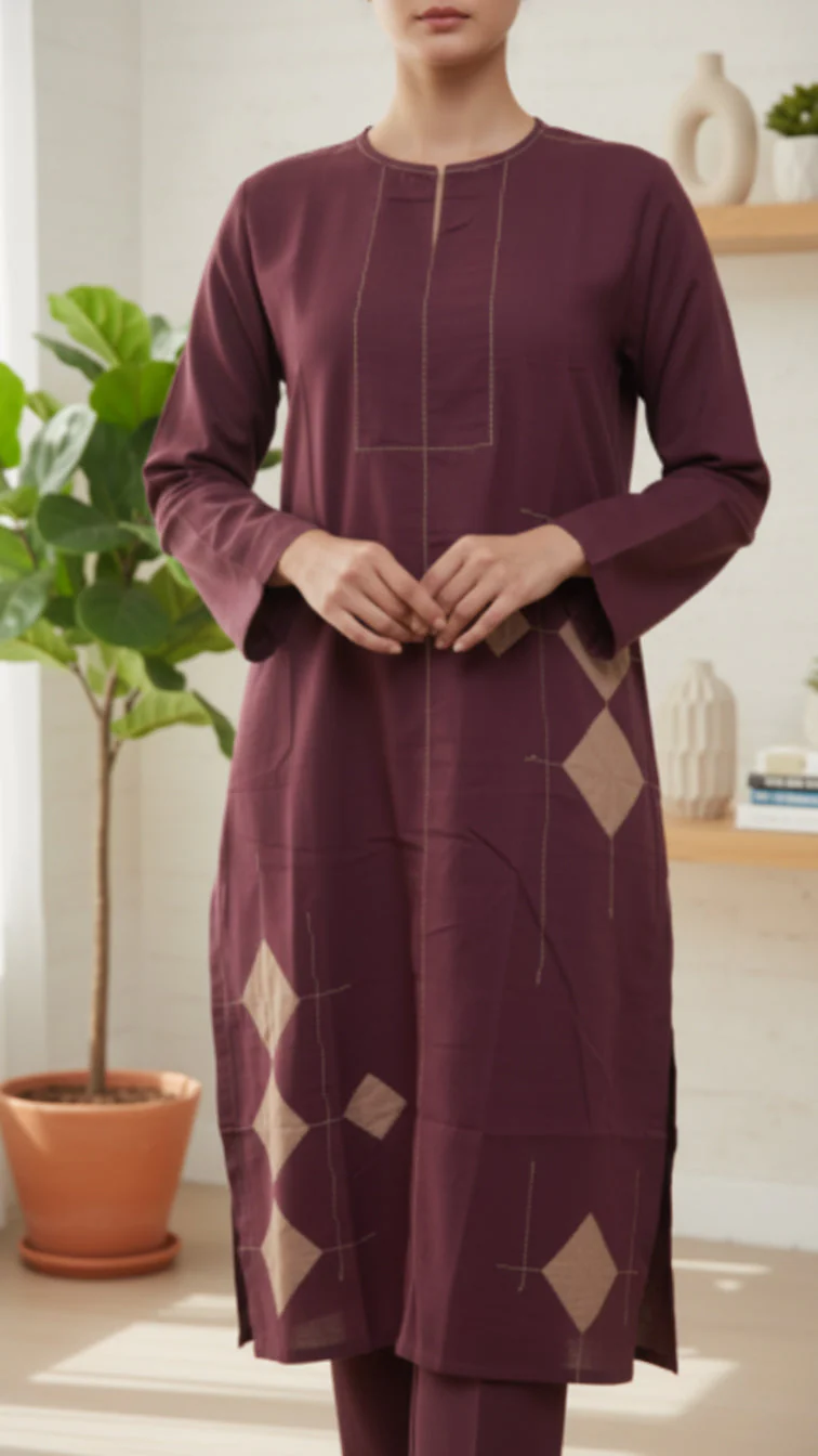 Dyed Slub Khaddar Shirt PW5236